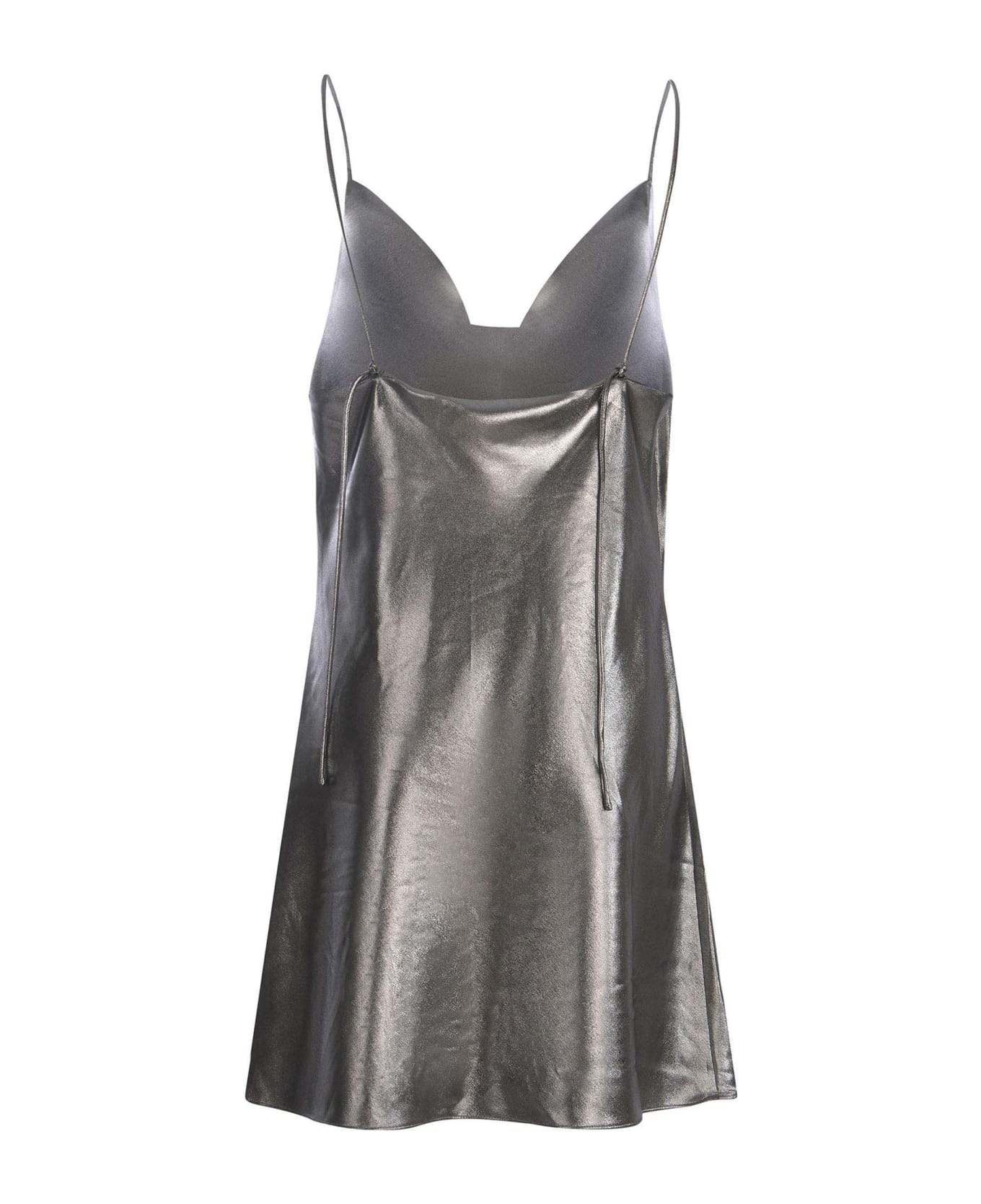 Rotate by Birger Christensen 'metallic Mini Slip Dress' - SILVER ワンピース＆ドレス