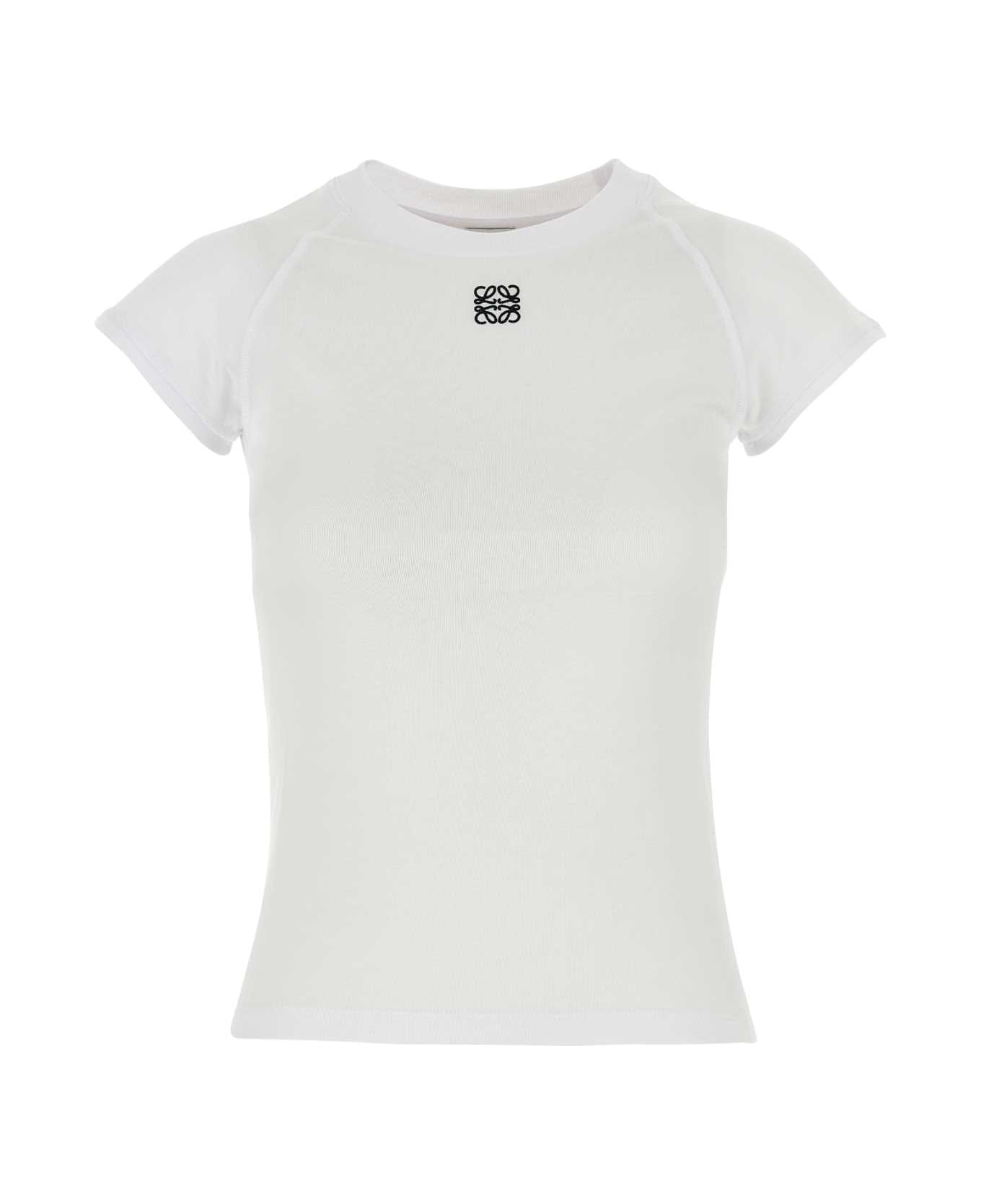 Loewe White Cotton Blend T-shirt - WHITE