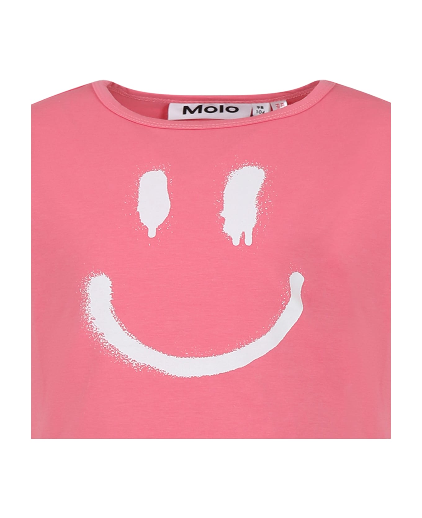 Molo Pink Pajamas For Kids With Smiley - Pink