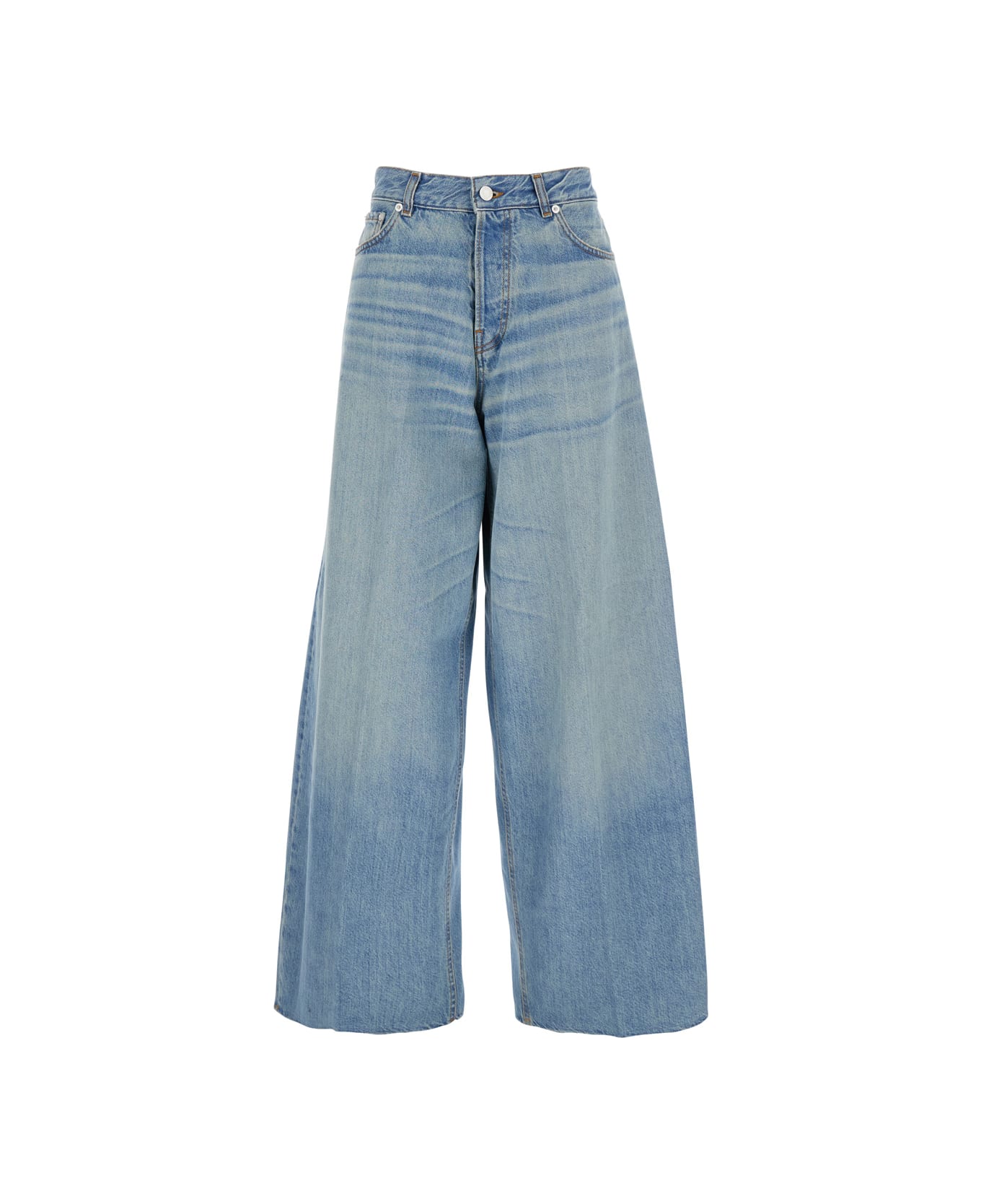 Haikure Blue Five Pocket Jeans With Logo Patch On The Back In Denim Woman - Blu