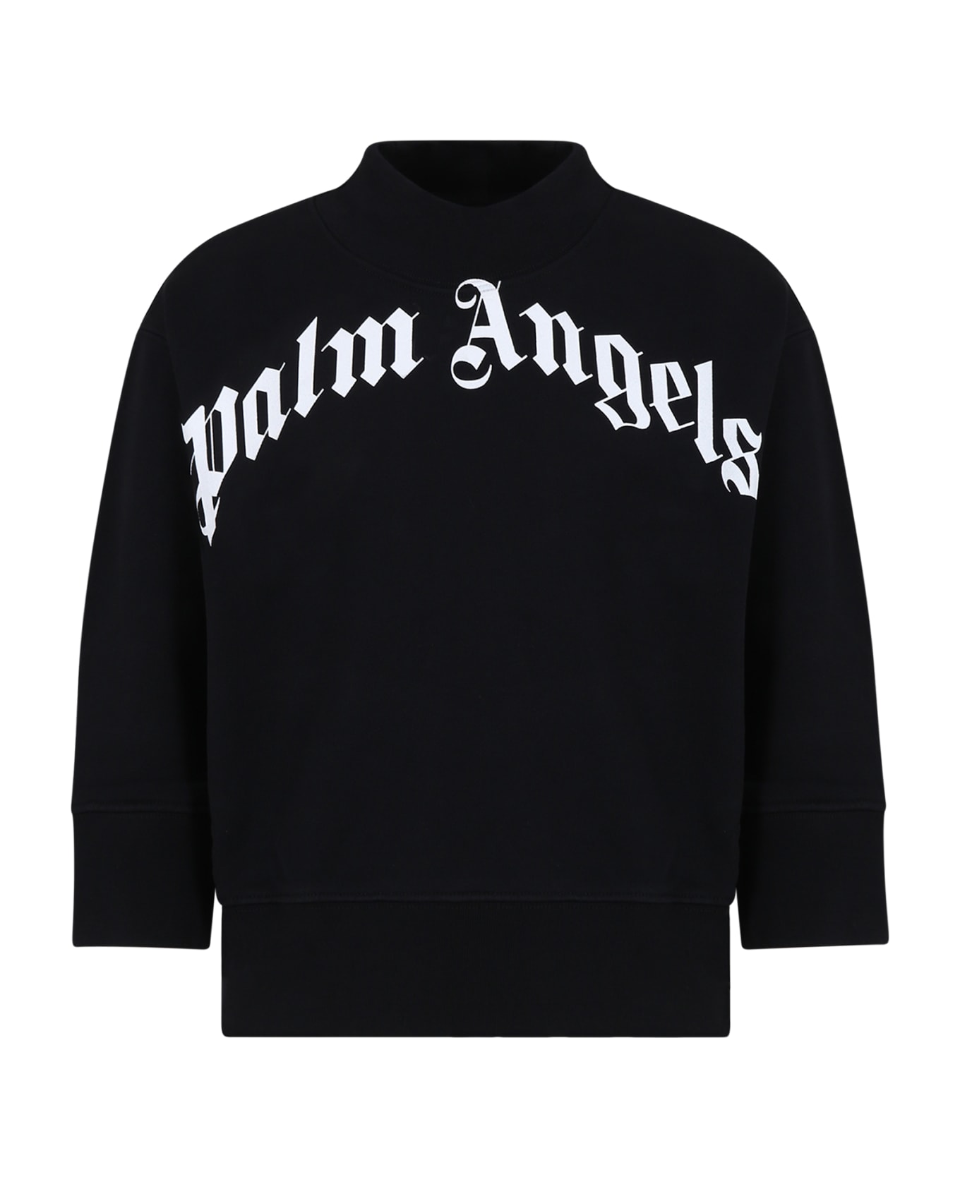 Palm Angels Black Sweatshirt For Kids With Logo - Black
