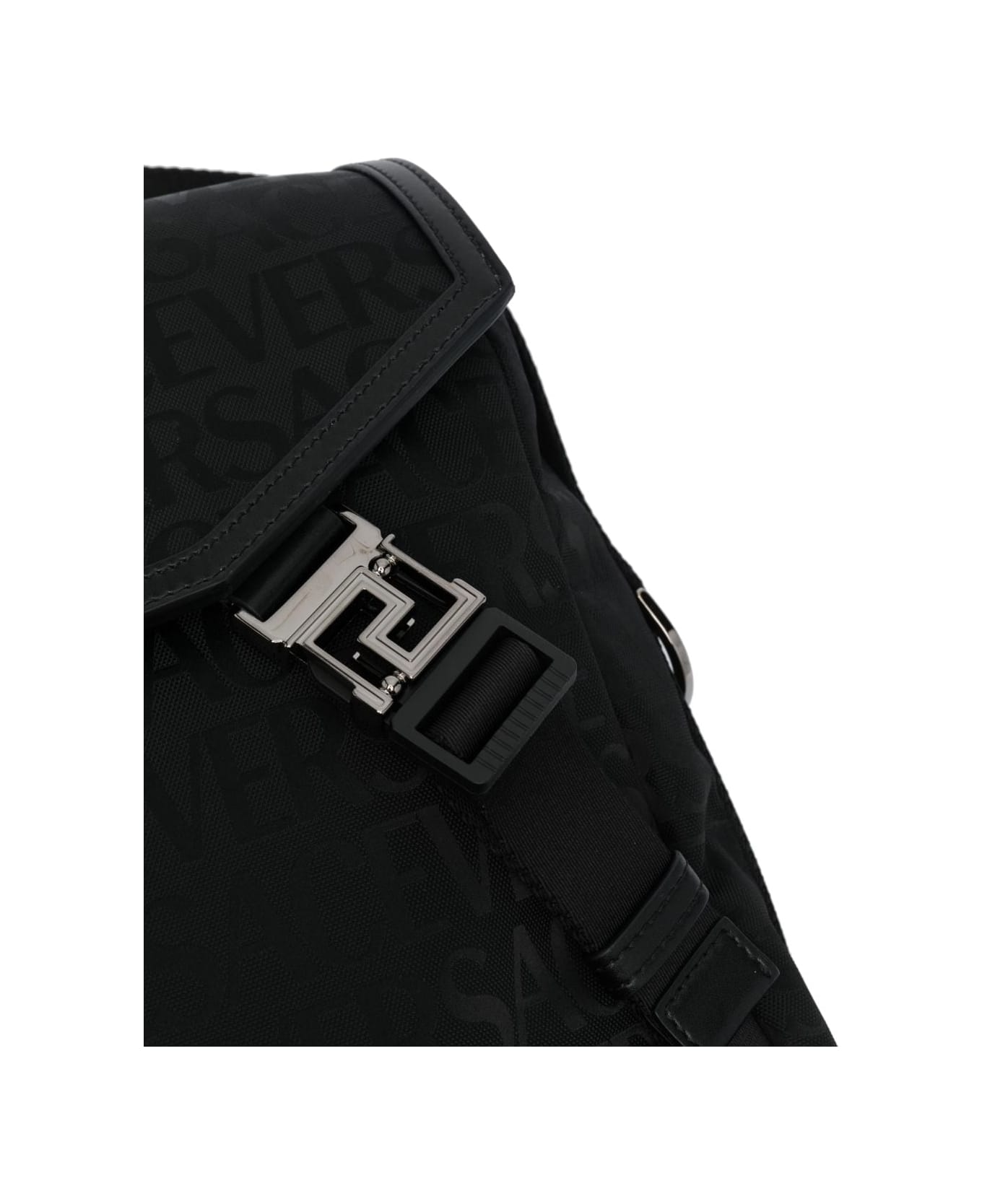 Versace Logo Monogram Shoulder Bag - E Black Ruthenium