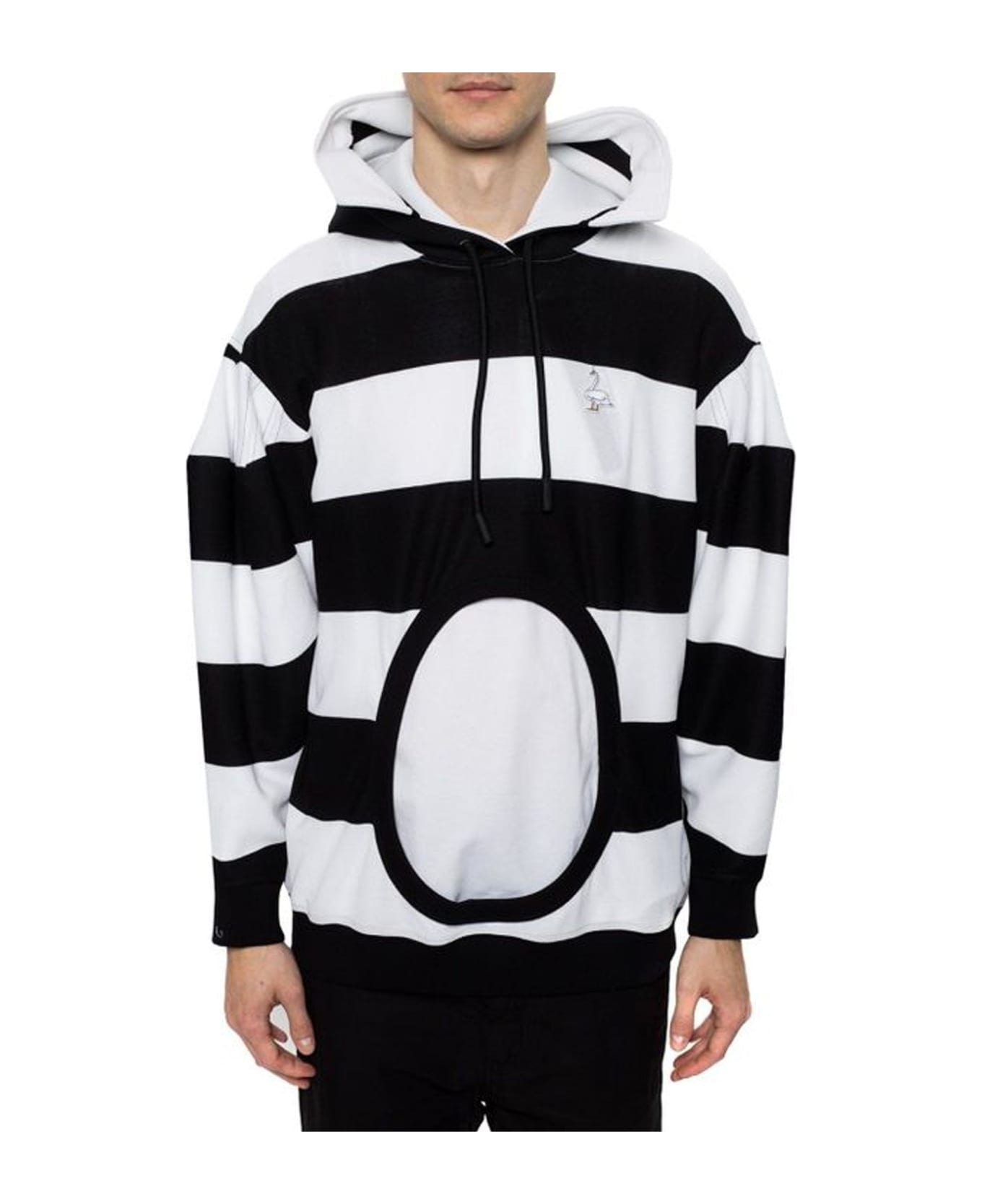 Burberry Cut-out Striped Hooded Sweatshirt - Black フリース