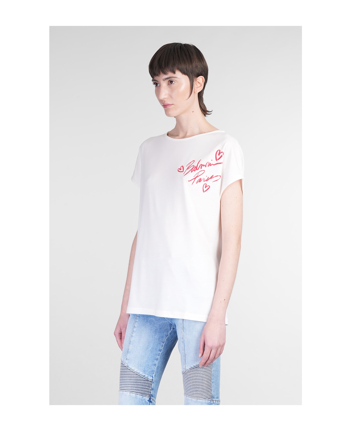 Balmain T-shirt In Beige Wool And Polyester - beige