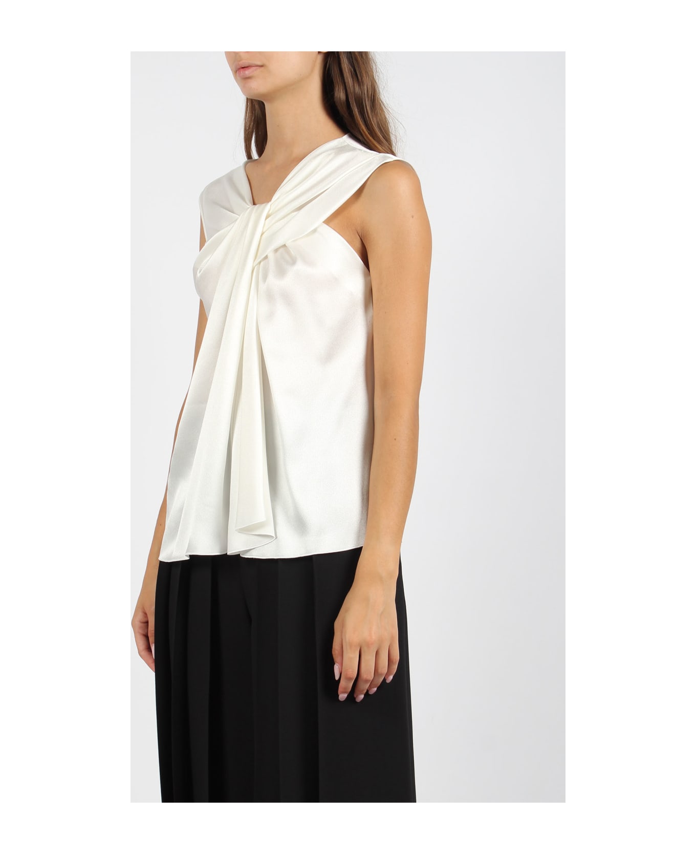 Alberta Ferretti Satin Top - White