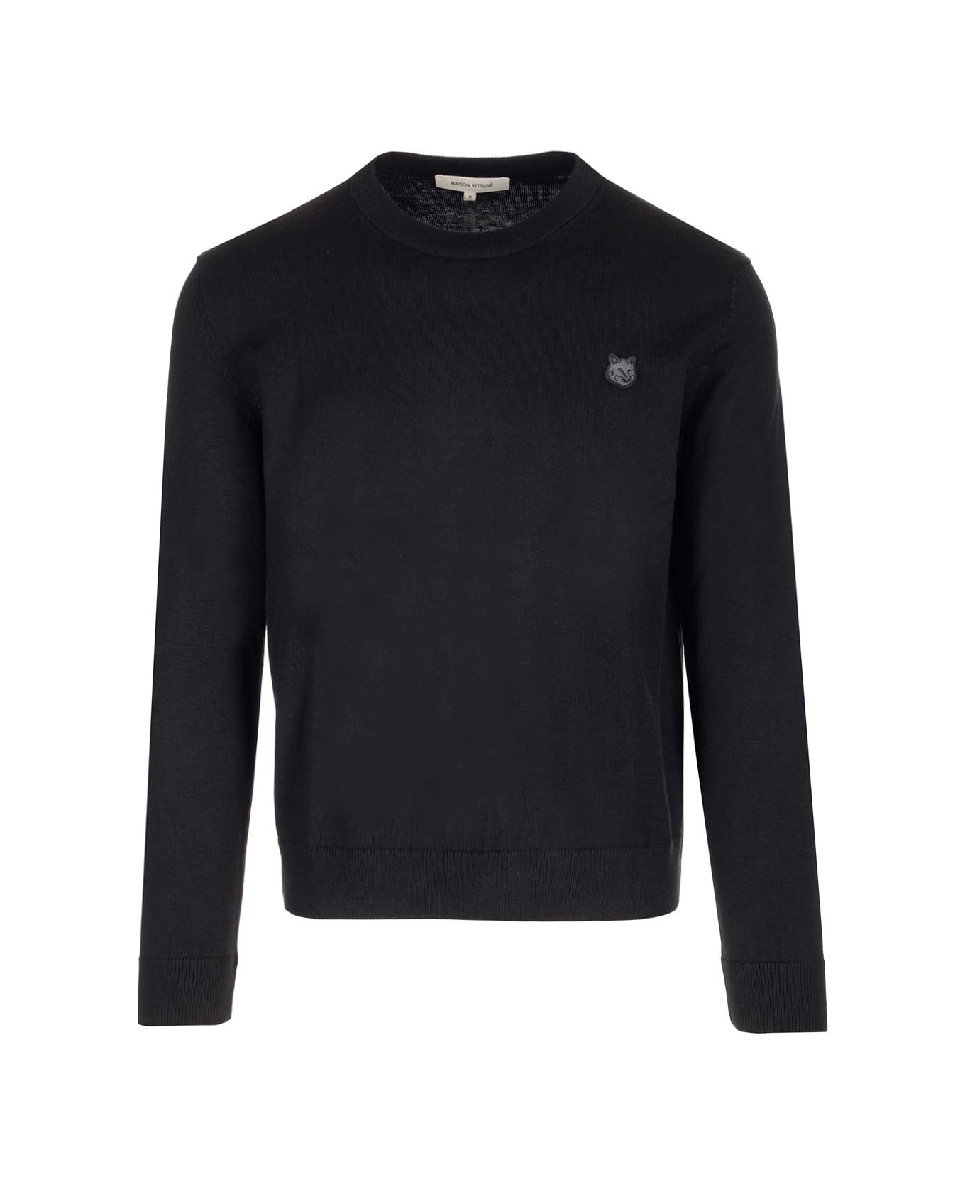 Maison Kitsuné Long Sleeve Merino Wool Jumper - Black