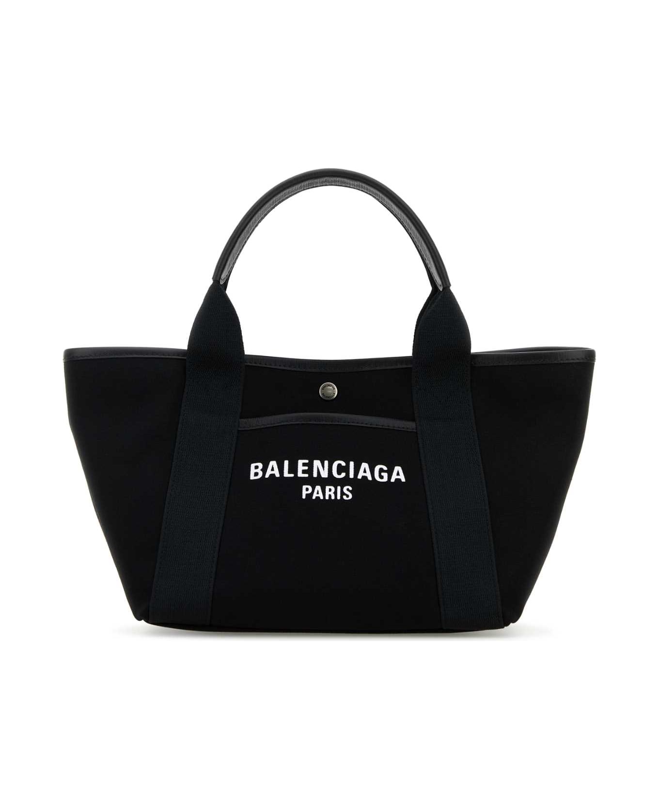 Balenciaga Black Canvas Biarritz Shopping Bag - BLACK/BLACK
