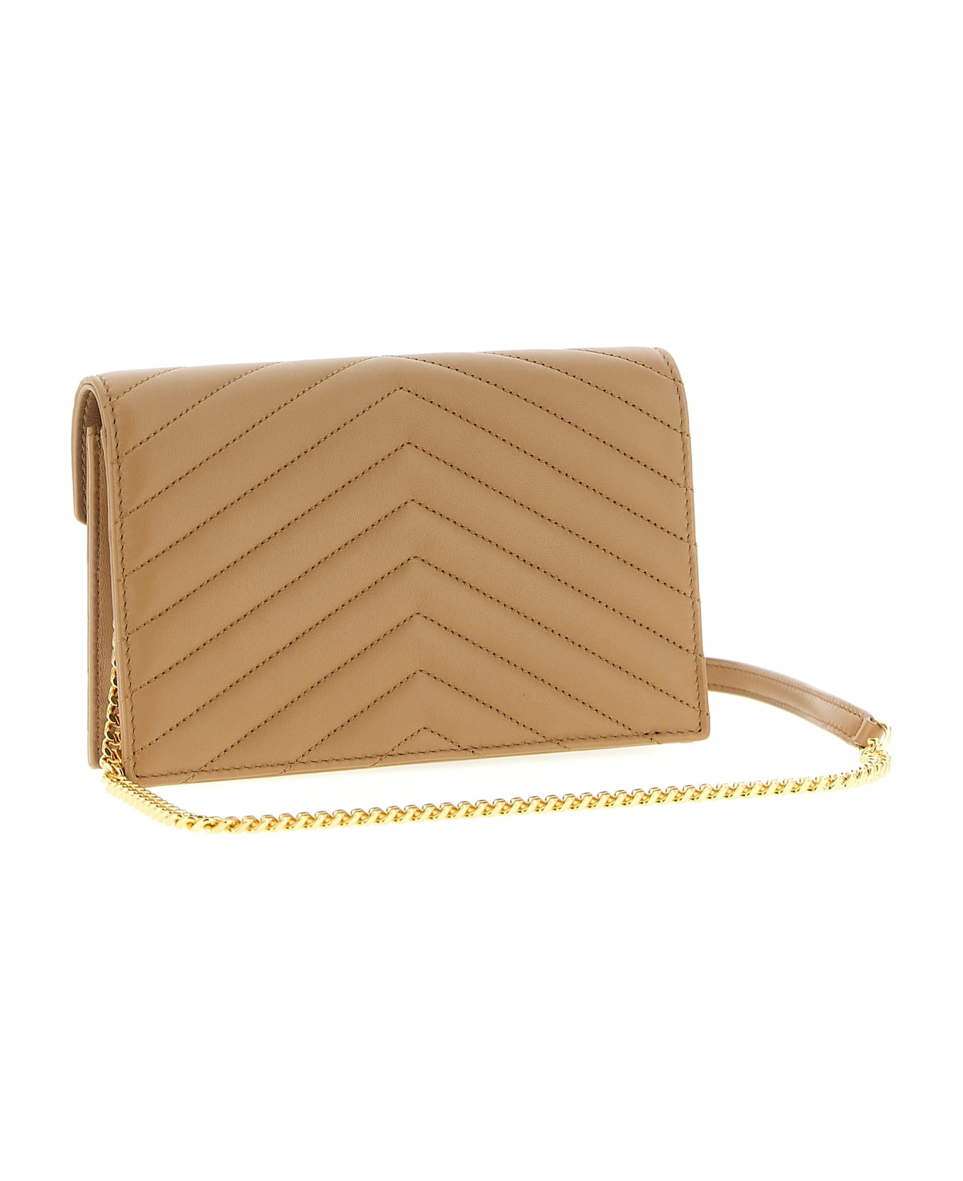 Saint Laurent 
envelope Cassandre
 Wallet On Chain - Natural Tan