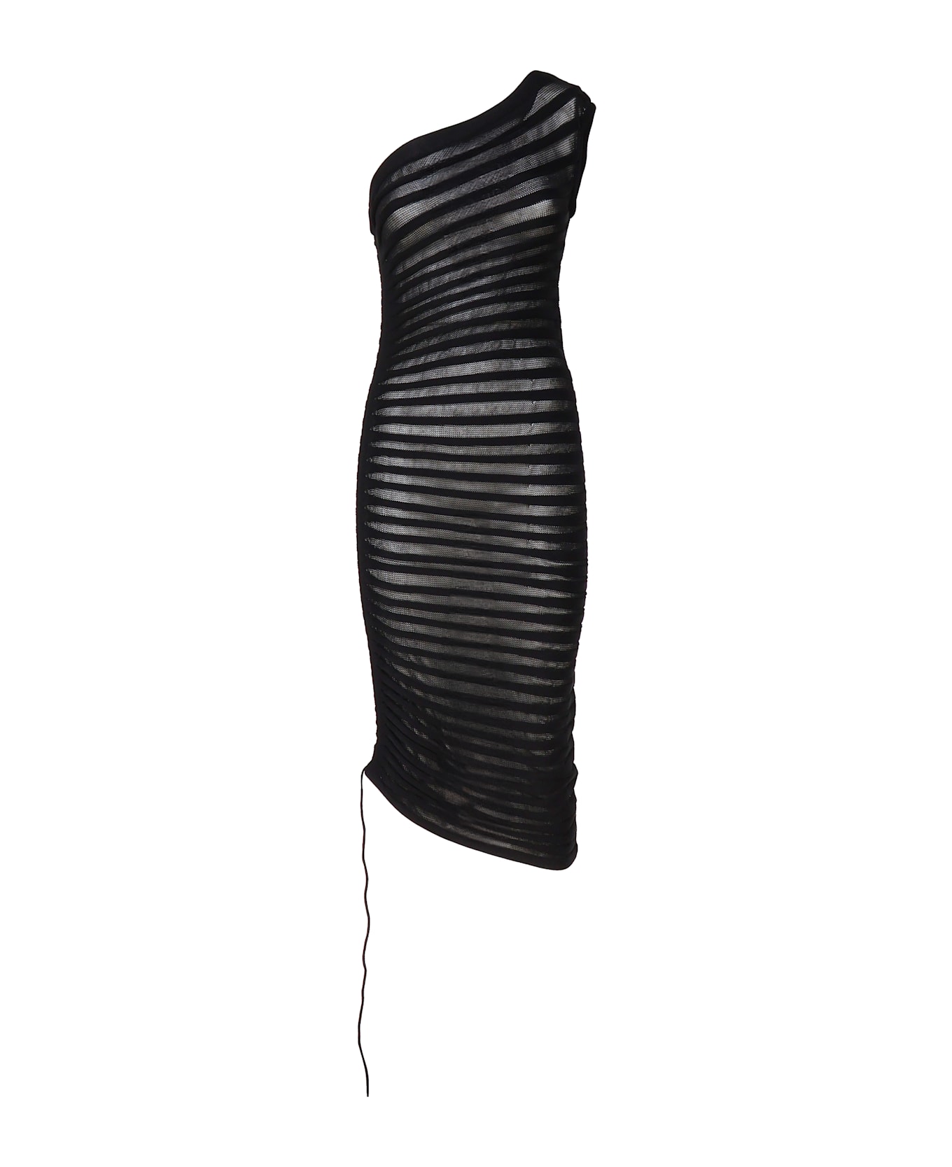 Alaia Asymmetrical 3d Knitted Skeleton Dress - NOIR ALAIA