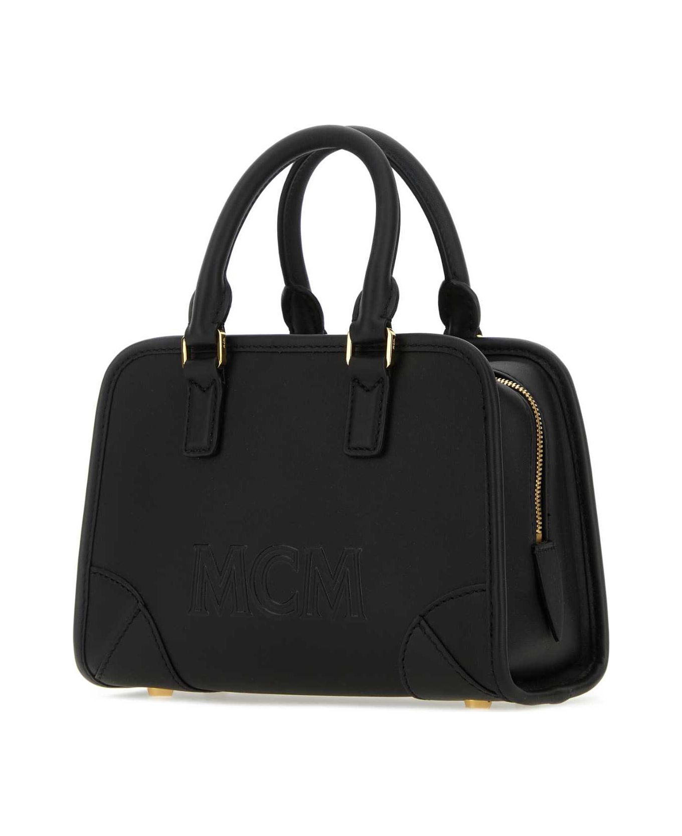 MCM Black Leather Aren Boston Mini Handbag - BLACK トートバッグ