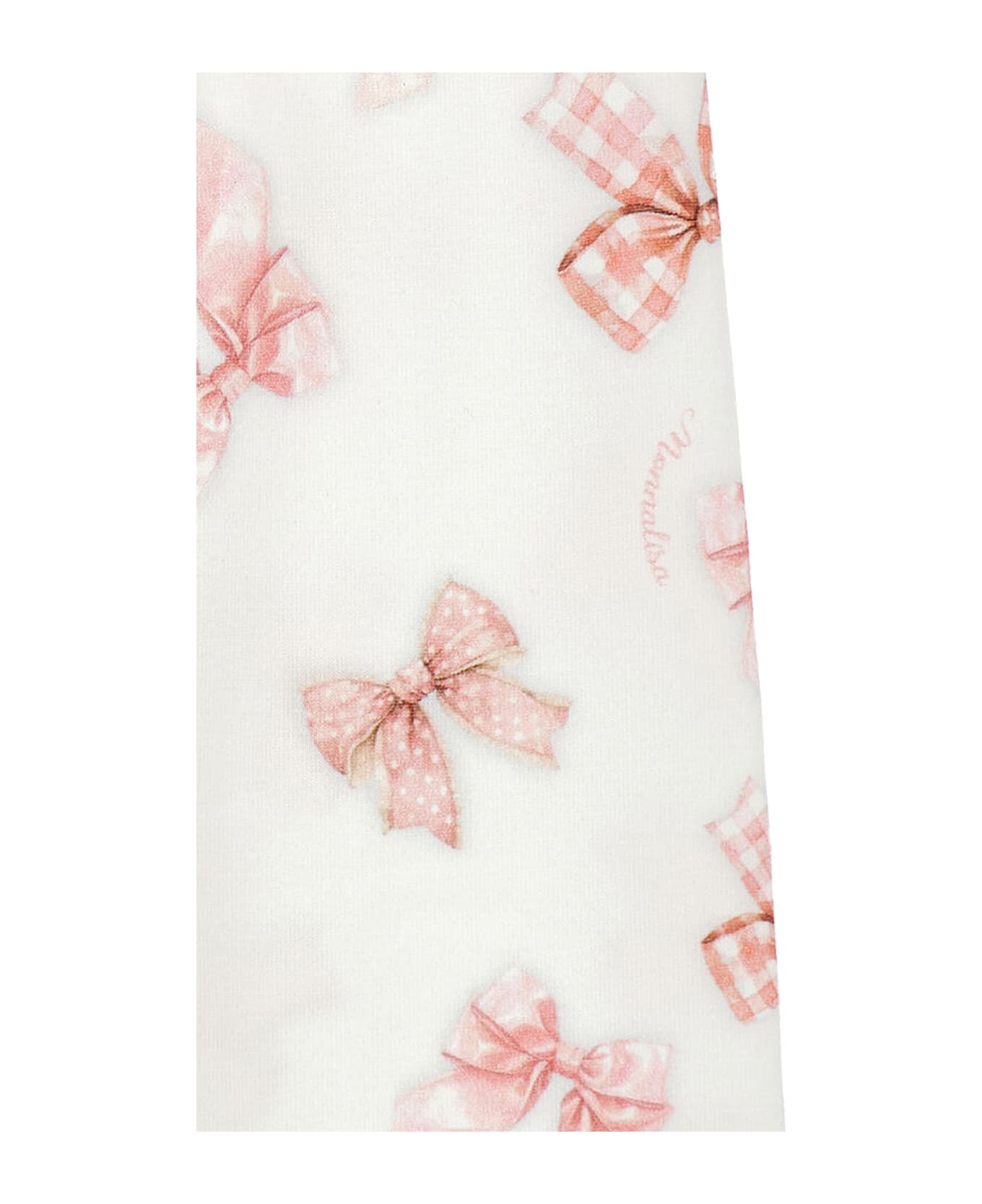 Monnalisa White Leggings For Baby Girl With Bows - White