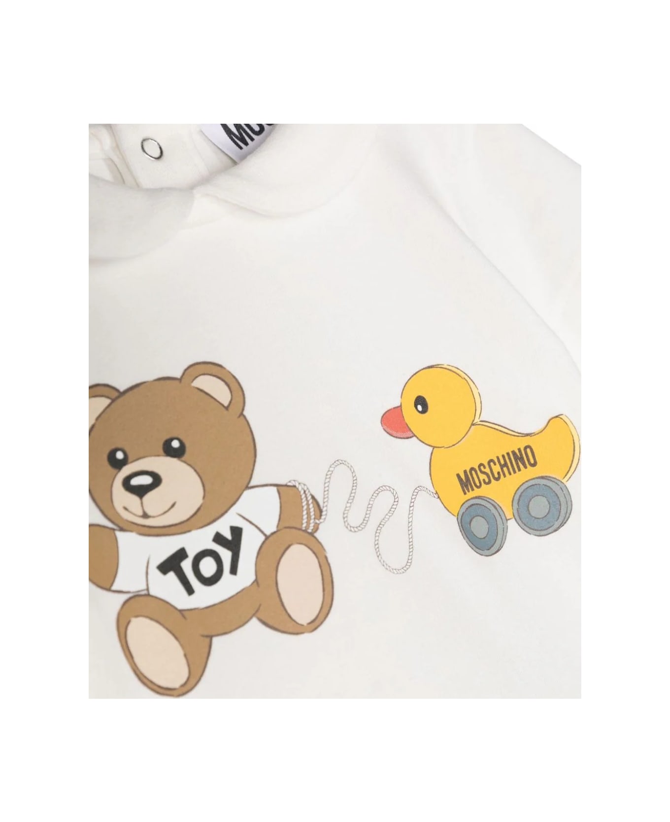 Moschino Teddy Bear With Duck Playsuit In White - White