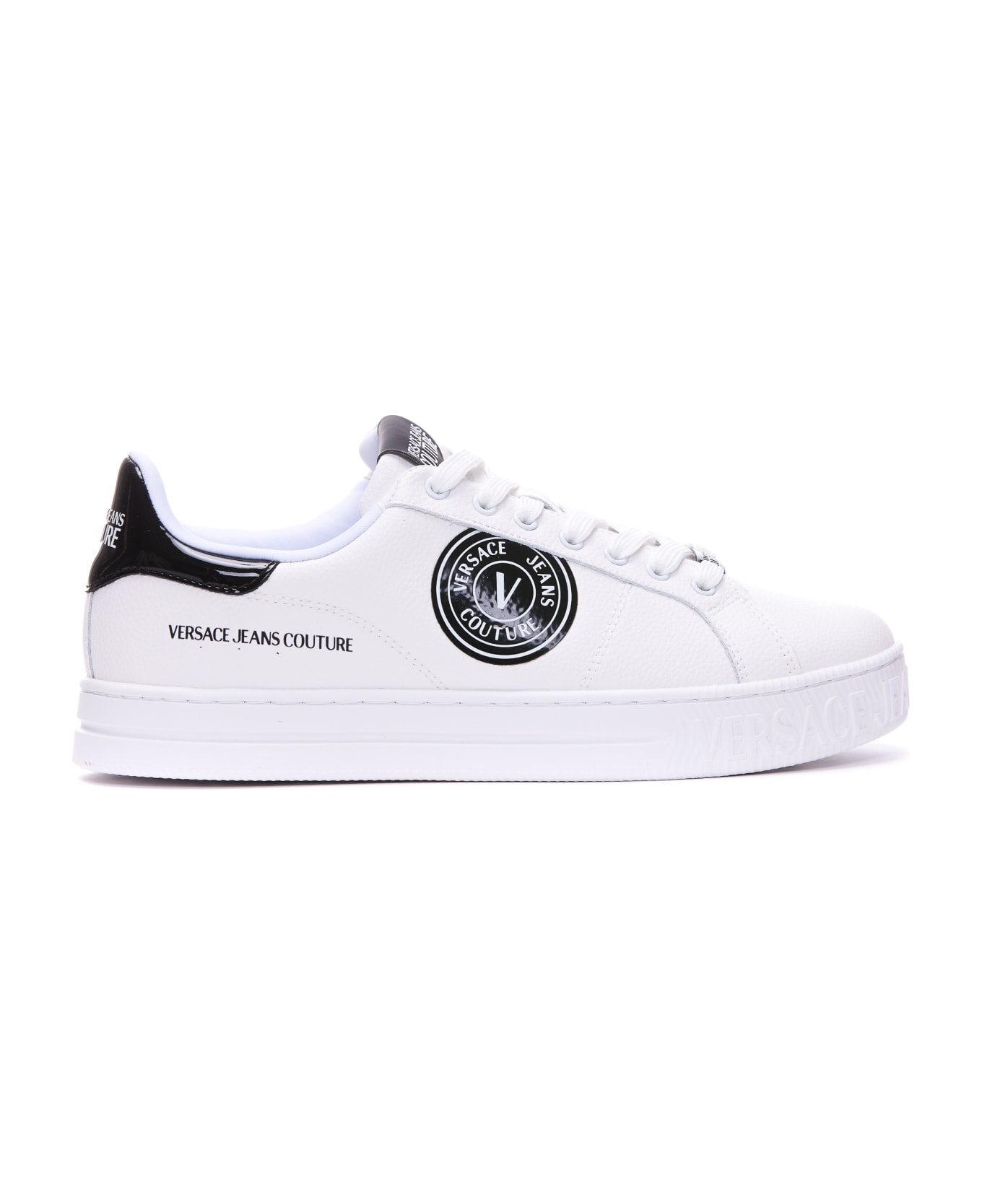 Versace Jeans Couture Sneaker With Logo - WHITE/BLACK
