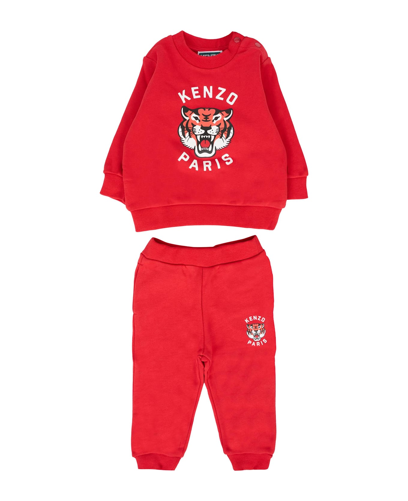 Kenzo Kids Red Suit For Baby Boy With Lucky Tiger - Red ボディスーツ＆セットアップ