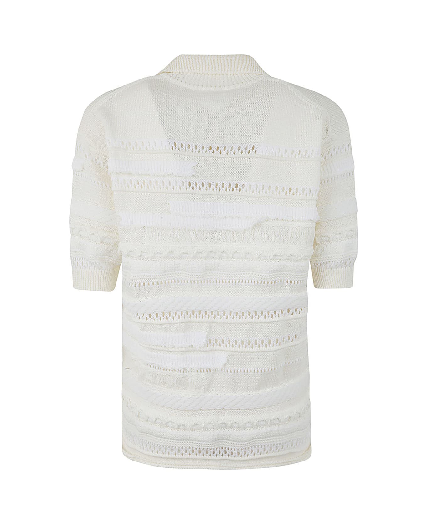 Y's Half Sleeve Pull Over With Collar - Off White ニットウェア