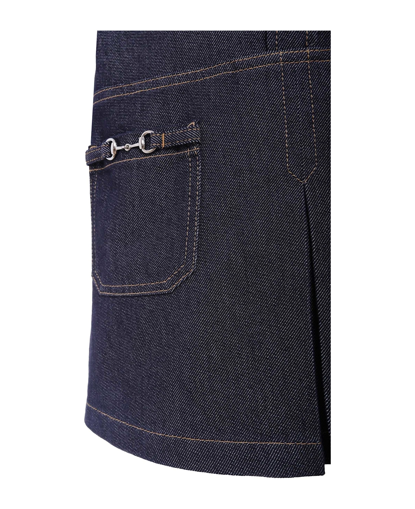Gucci Denim Dress For Girl With Horsebit - Denim
