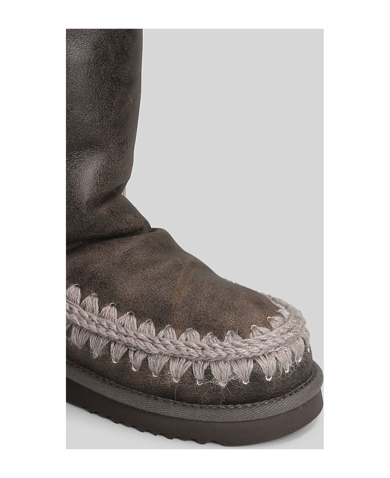 Mou Eskimo 40 Low Heels Boots In Brown Leather - brown