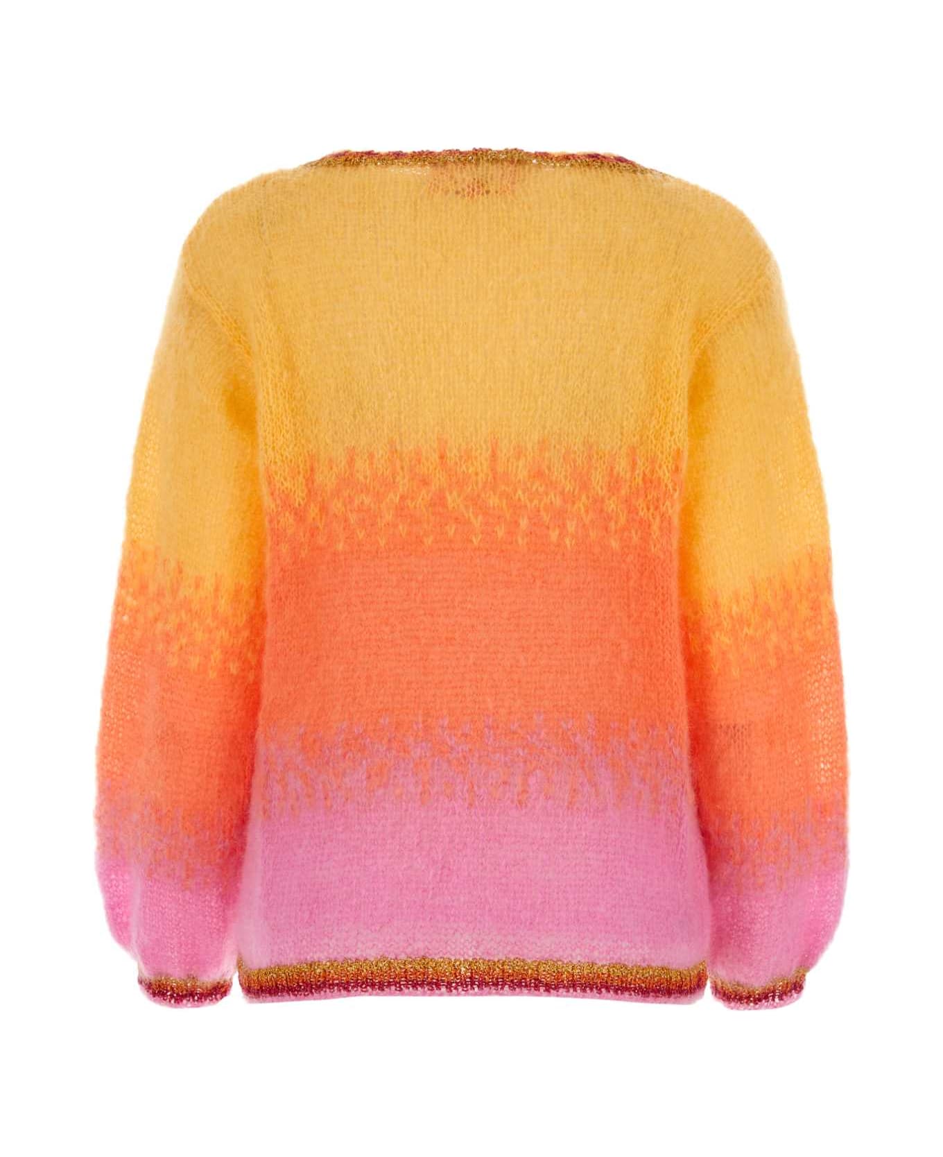 Rose Carmine Multicolor Mohair Blend Sweater - BARBAPAPA