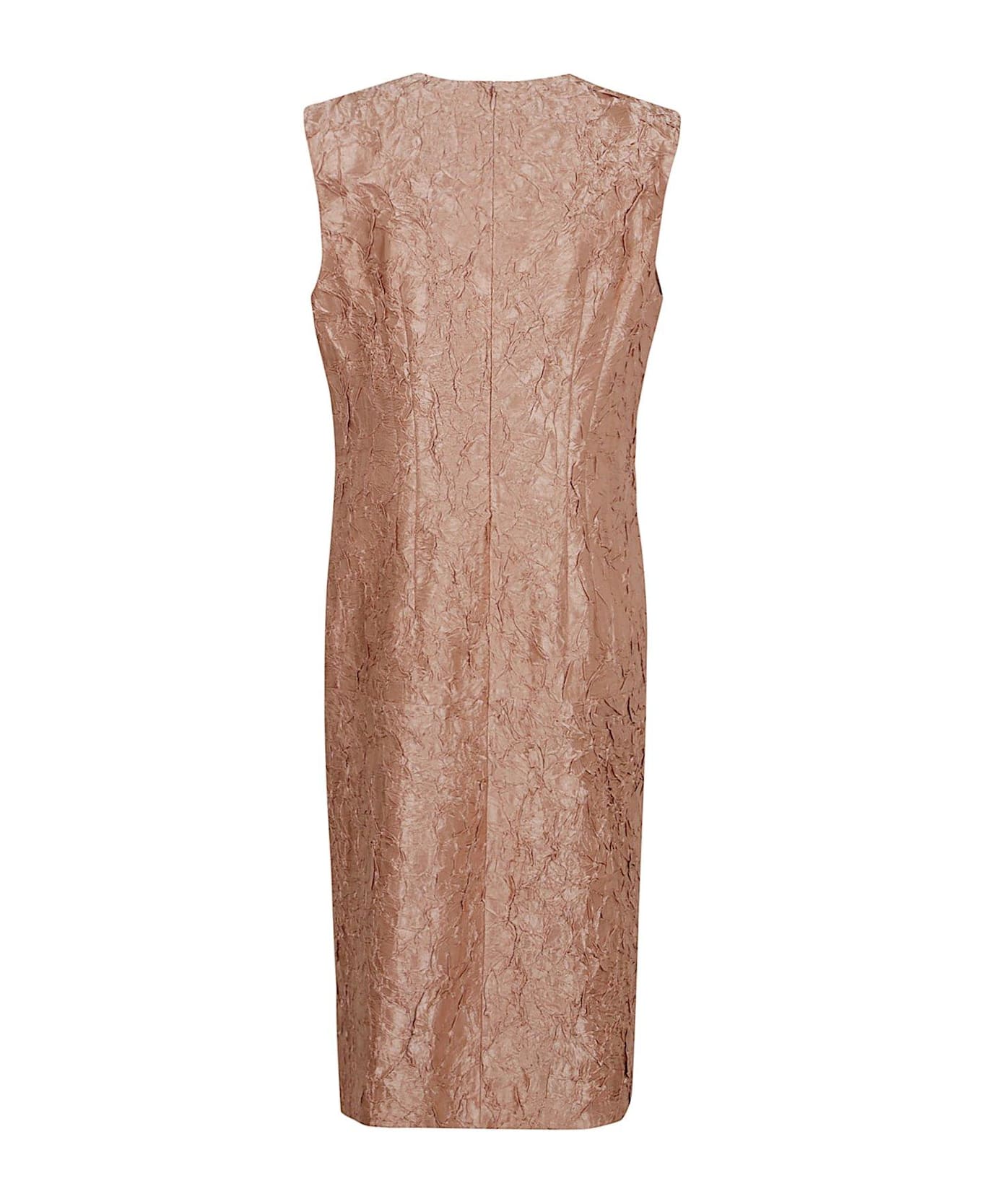 Dries Van Noten V-neck Crinkle Effect Dress - PINK