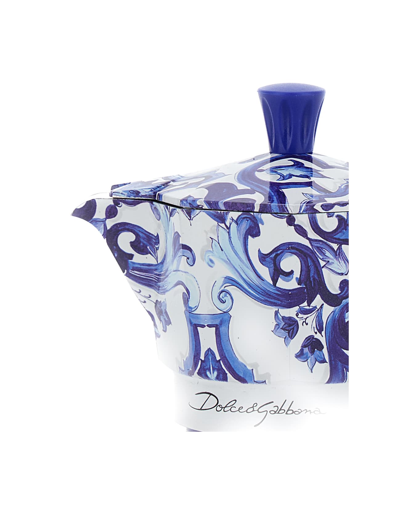 Dolce & Gabbana 'express Medium Bialetti' Blue And White Moka With Blu Mediterraneo Motif In Tech Materials - Blu