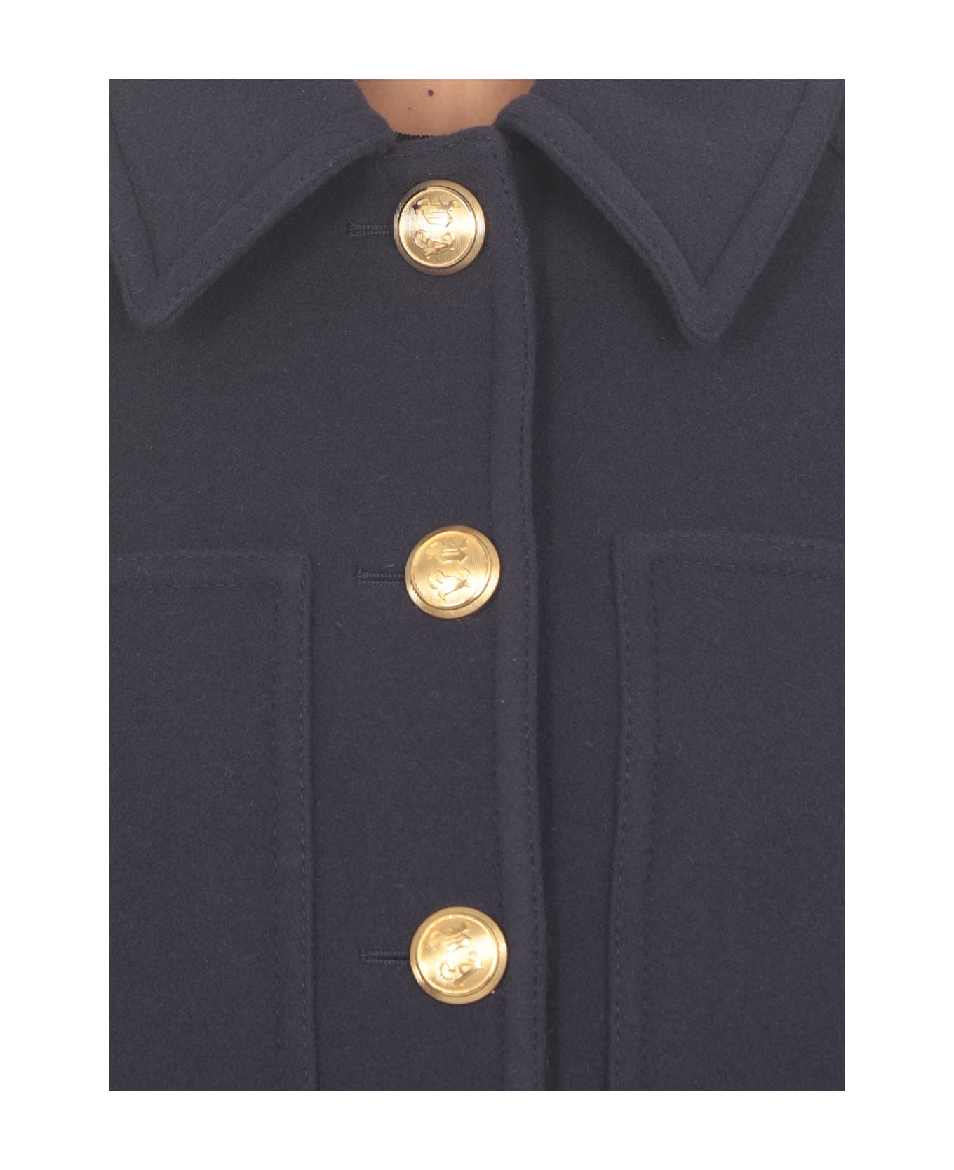 Palm Angels Gold Buttons Cropped Blazer - Blue