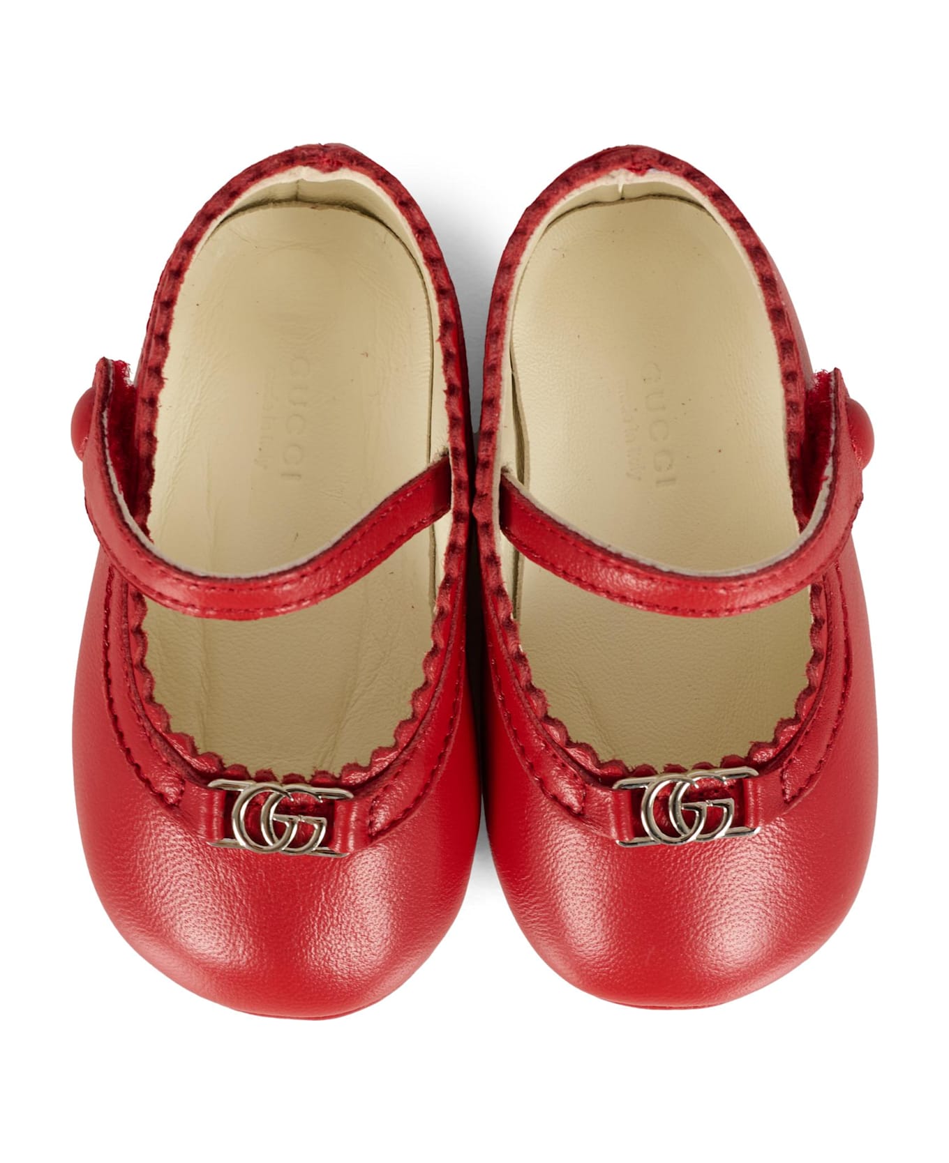 Gucci Red Ballet Flats For Baby Girl With Gg - Red