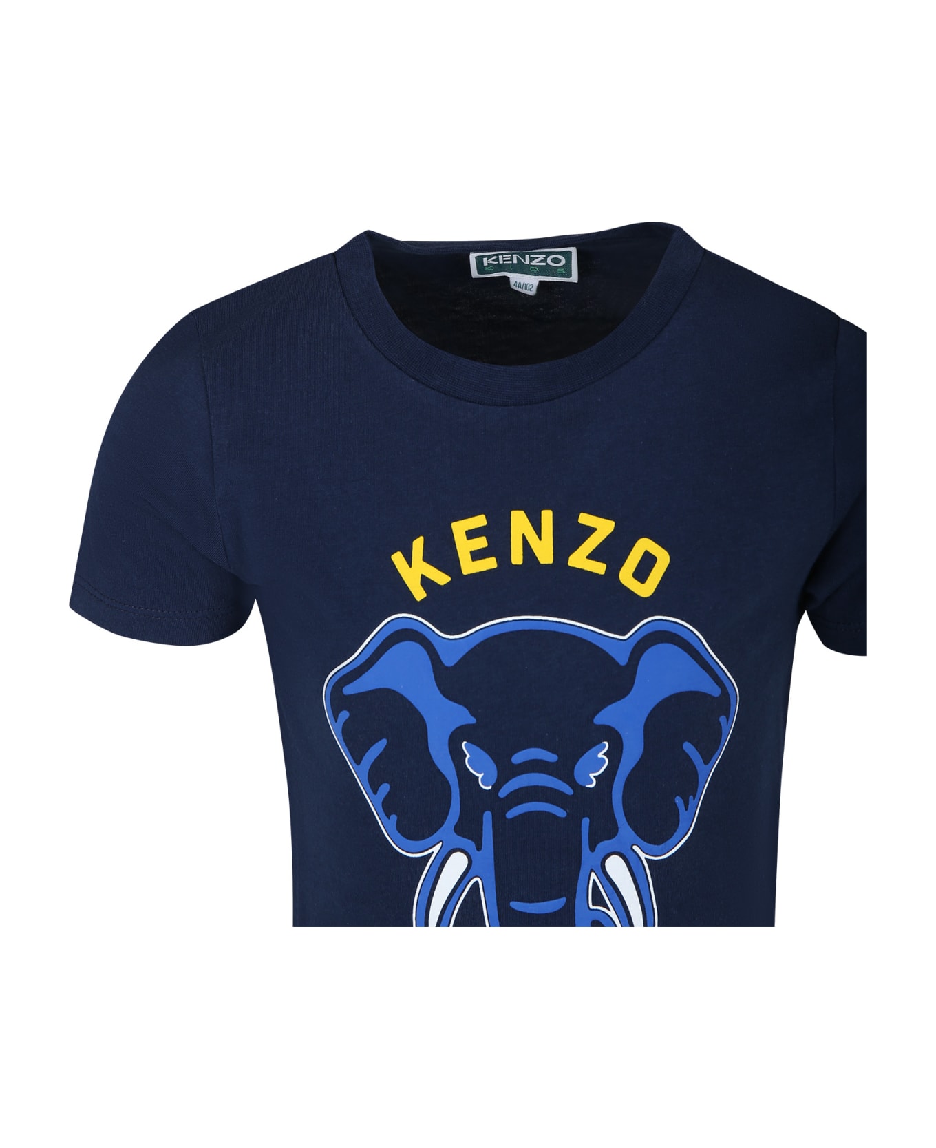 Kenzo Kids Blue T-shirt For Boy With Print And Logo - Blue Tシャツ＆ポロシャツ