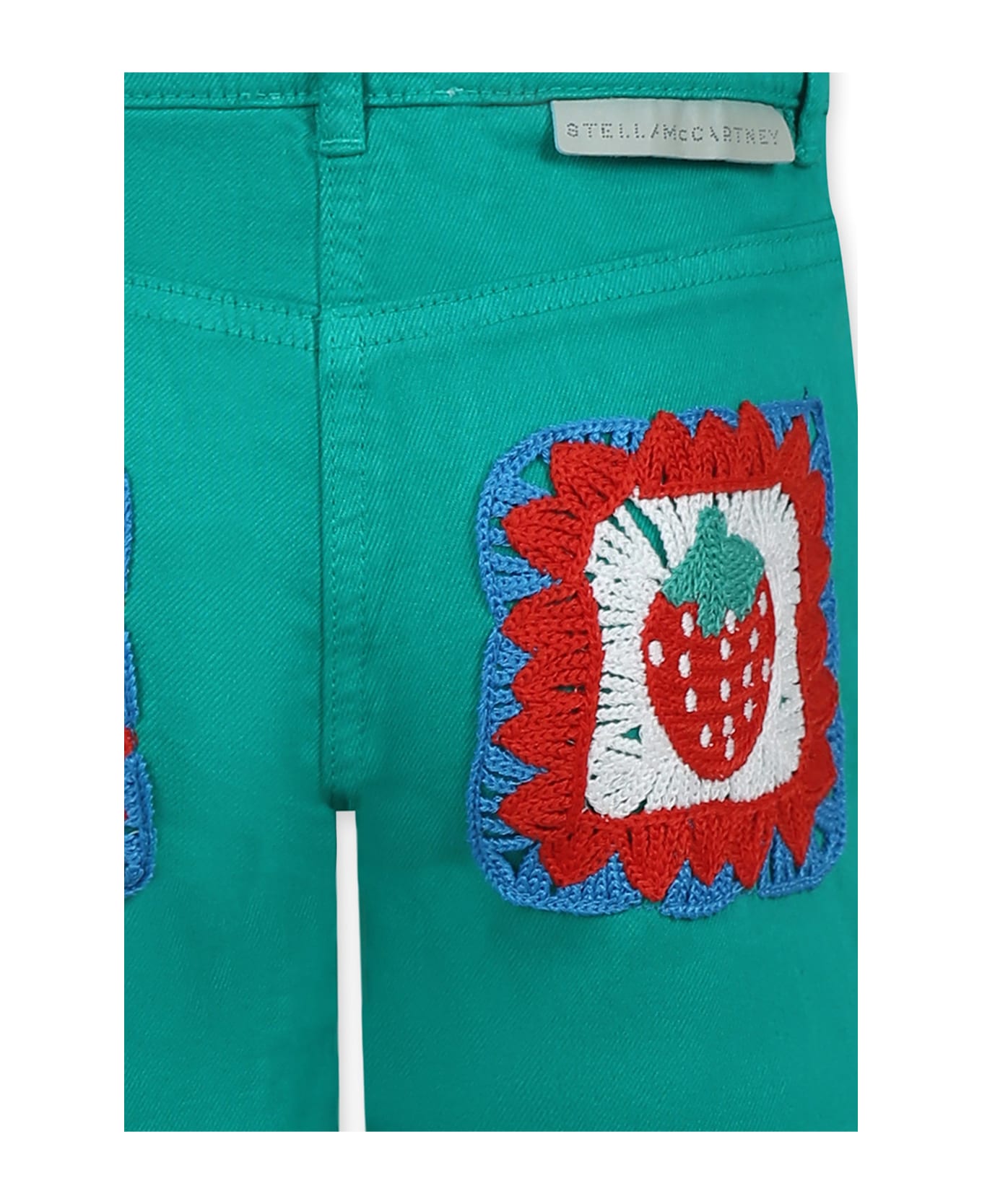 Stella McCartney Kids Green Shorts For Girl With Strawberry - Green ボトムス