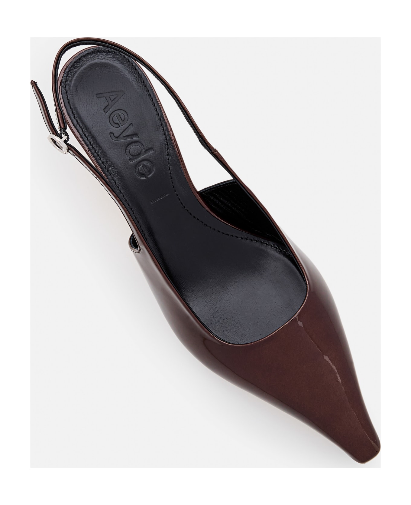 aeyde 35mm Catrina Patent Calf Leather Slingback - Brown