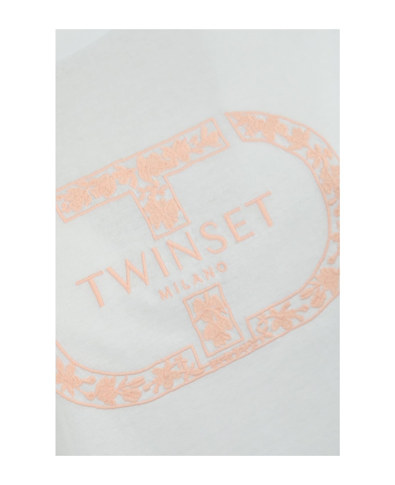 TwinSet T-shirt With Logo Embroidery - Ric.ottico/cupcake pink Tシャツ