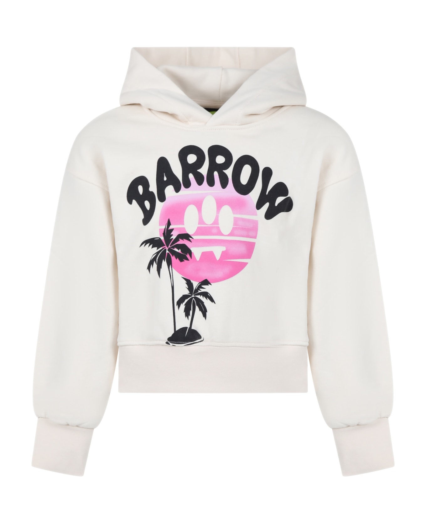 Barrow Ivory Sweatshirt For Girl With Logo - Ivory