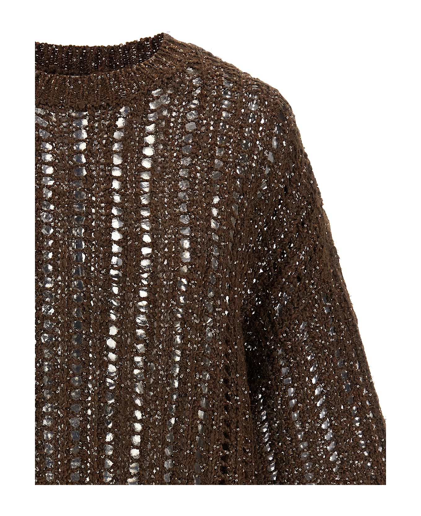 Brunello Cucinelli 
rustic Dazzling Net
 Jersey - Chocolate+marrone