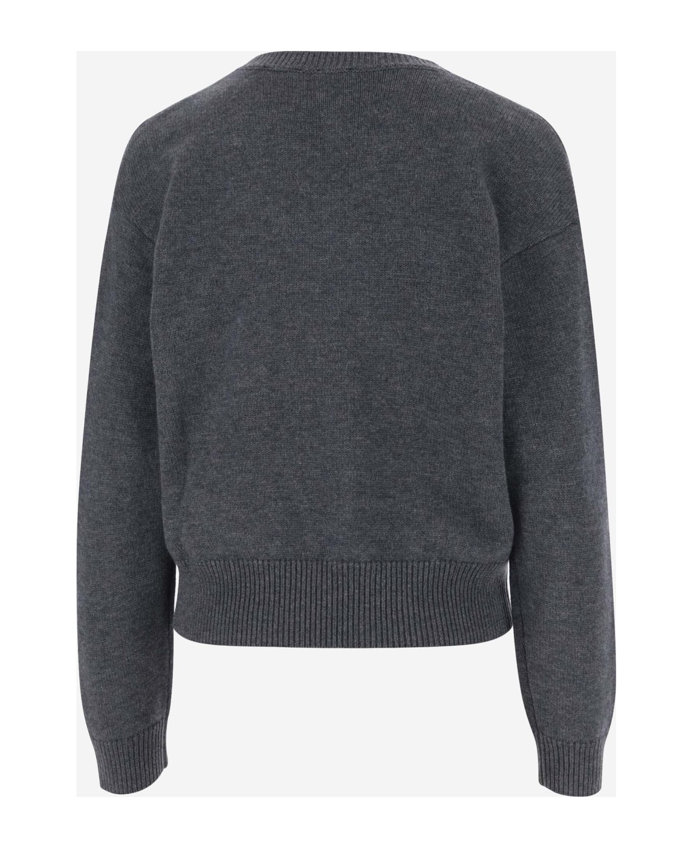 Pinko Wool Sweater With Logo - Grigio