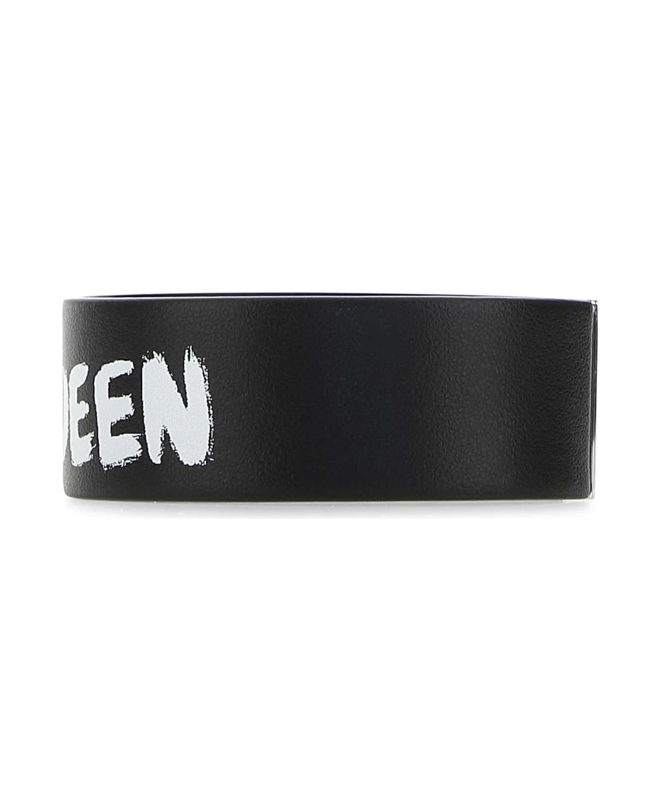 Alexander McQueen Black Leather Bracelet - 1070 ブレスレット