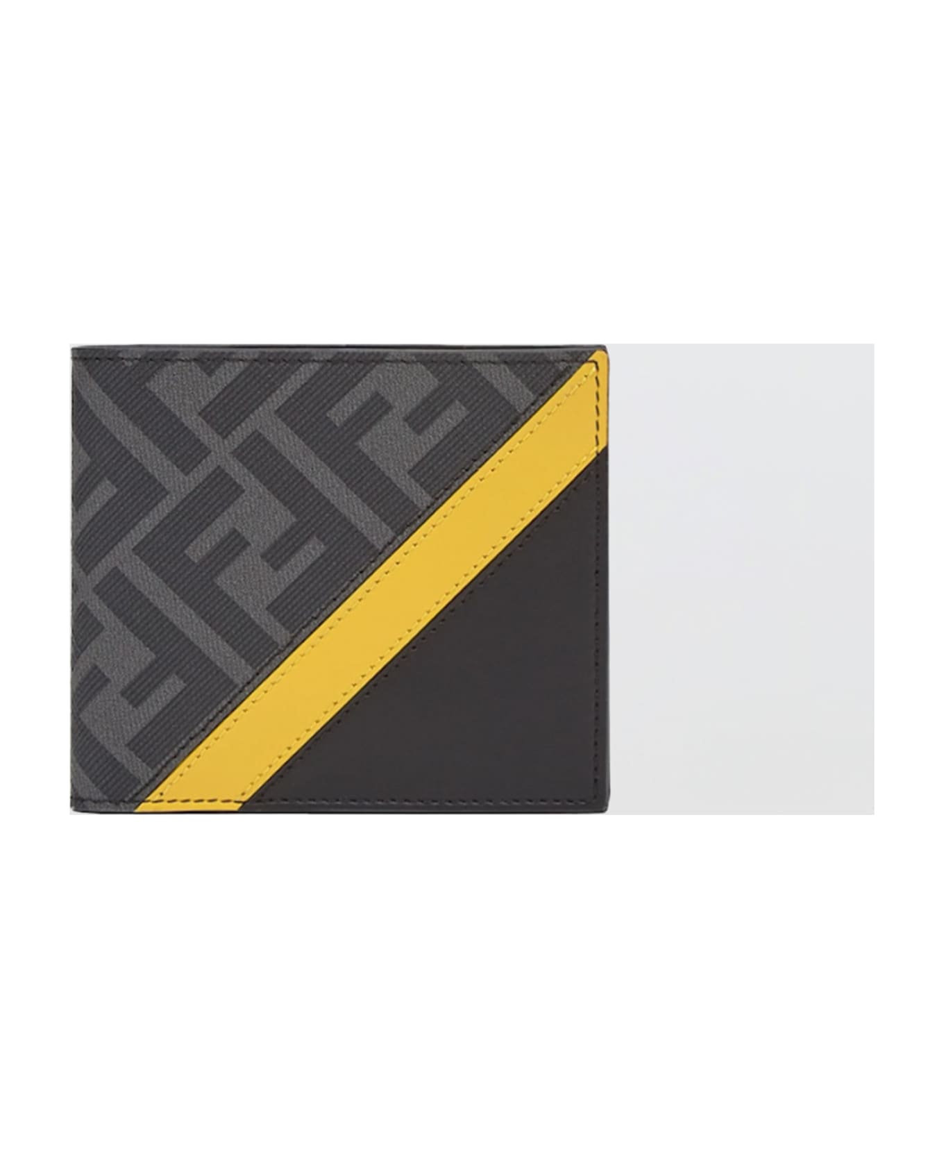 Fendi Diagonal Bi-fold Wallet - Nero+sunflower+pall.