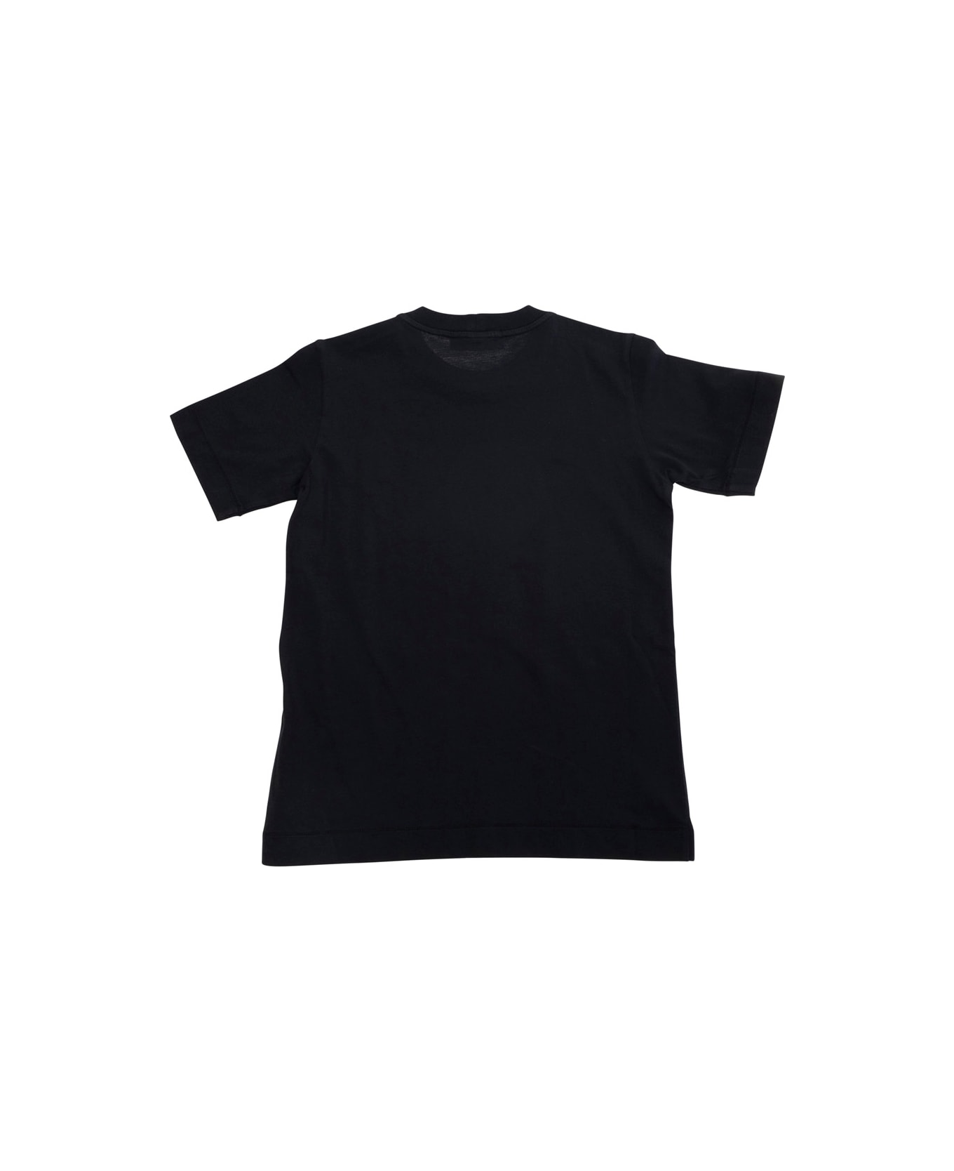 Stone Island Junior Black T-shirt With Round Neck And Logo Patch On The Front In Cotton Boy - Black