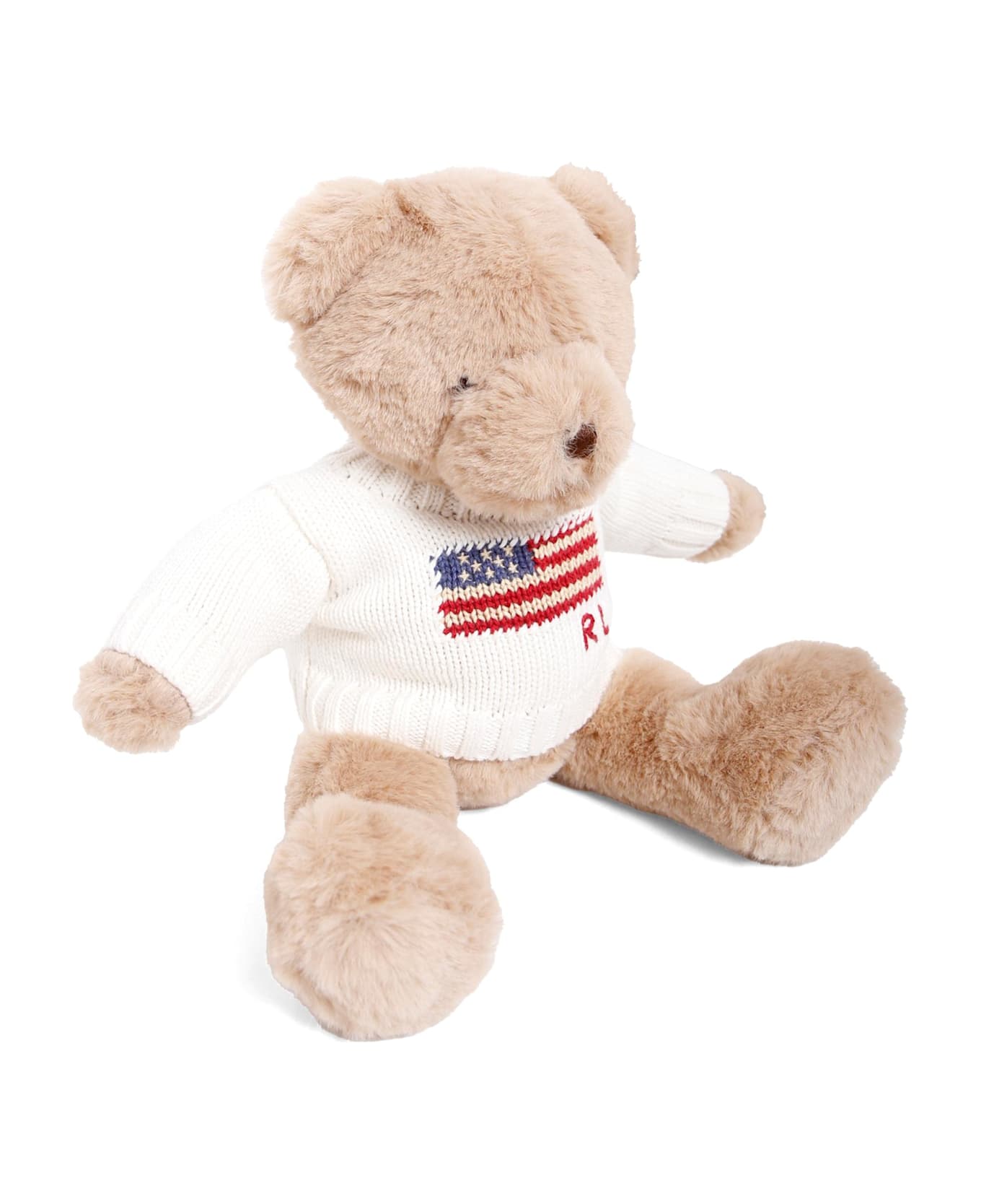 Ralph Lauren White Teddy Bear For Babykids With Babykids With American Flag - White