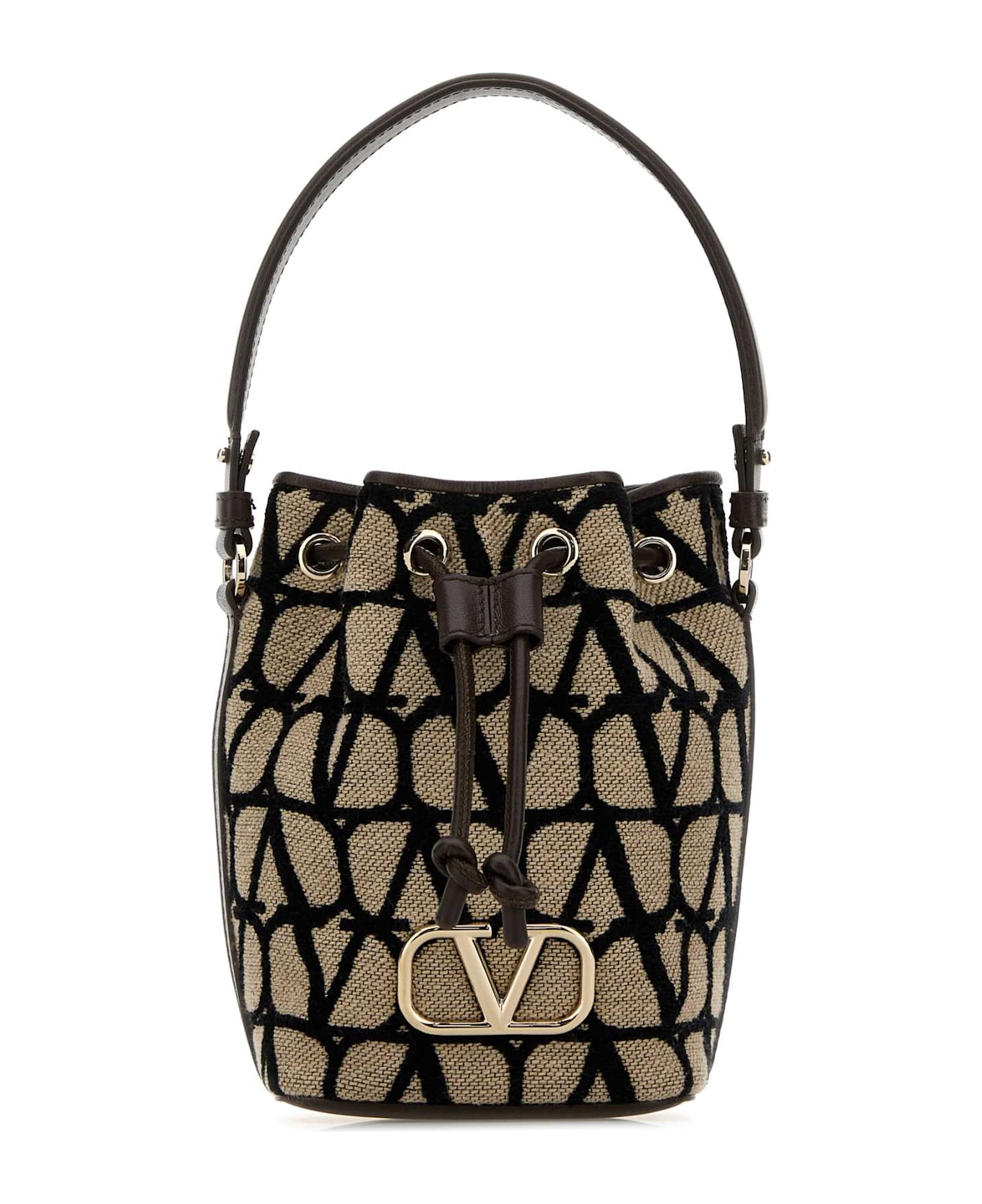 Valentino Garavani Toile Iconographe Vlogo Signature Bucket Bag - NATURALENEROFONDANT