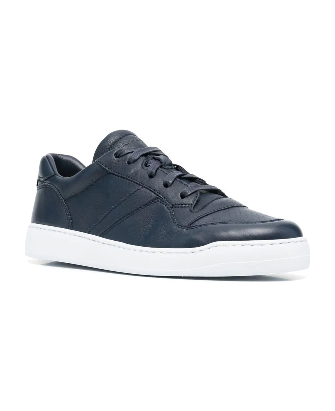 Doucal's Blue Calf Leather Sneakers - BLUE