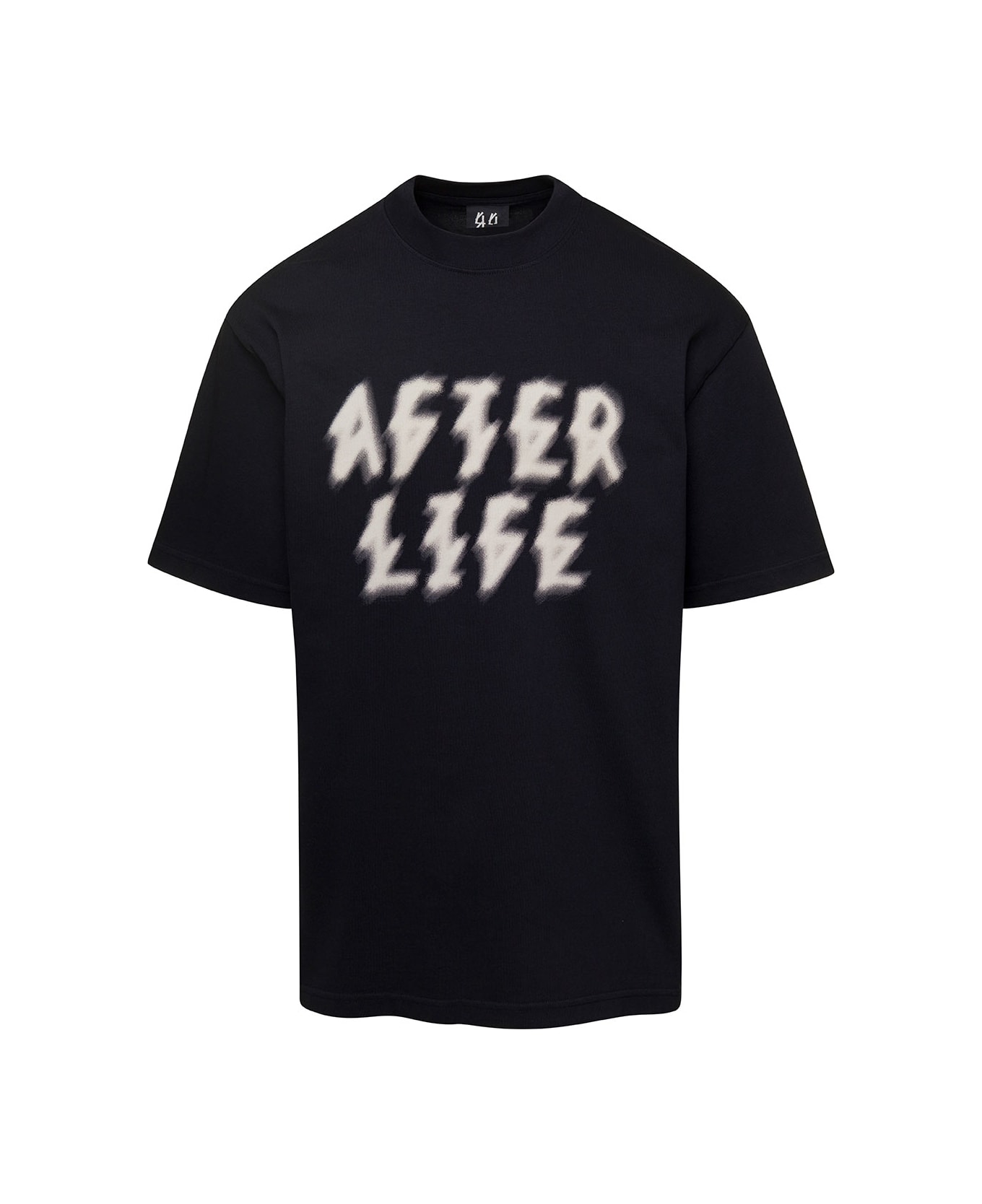 44 Label Group Black T-shirt With Logo Printed On Front And Back In Cotton Man