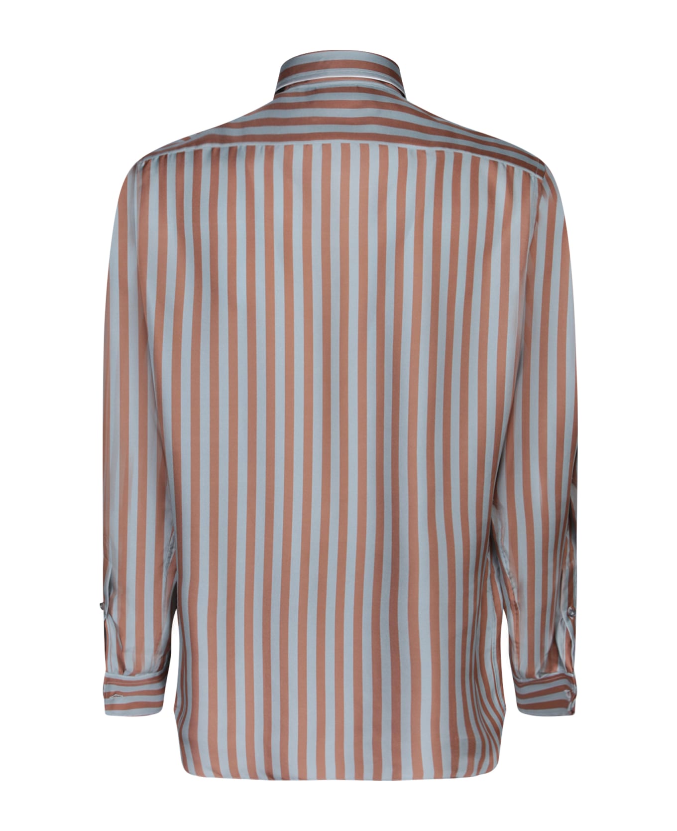 Lardini Ted Striped Light Blue/brown Shirt - Brown