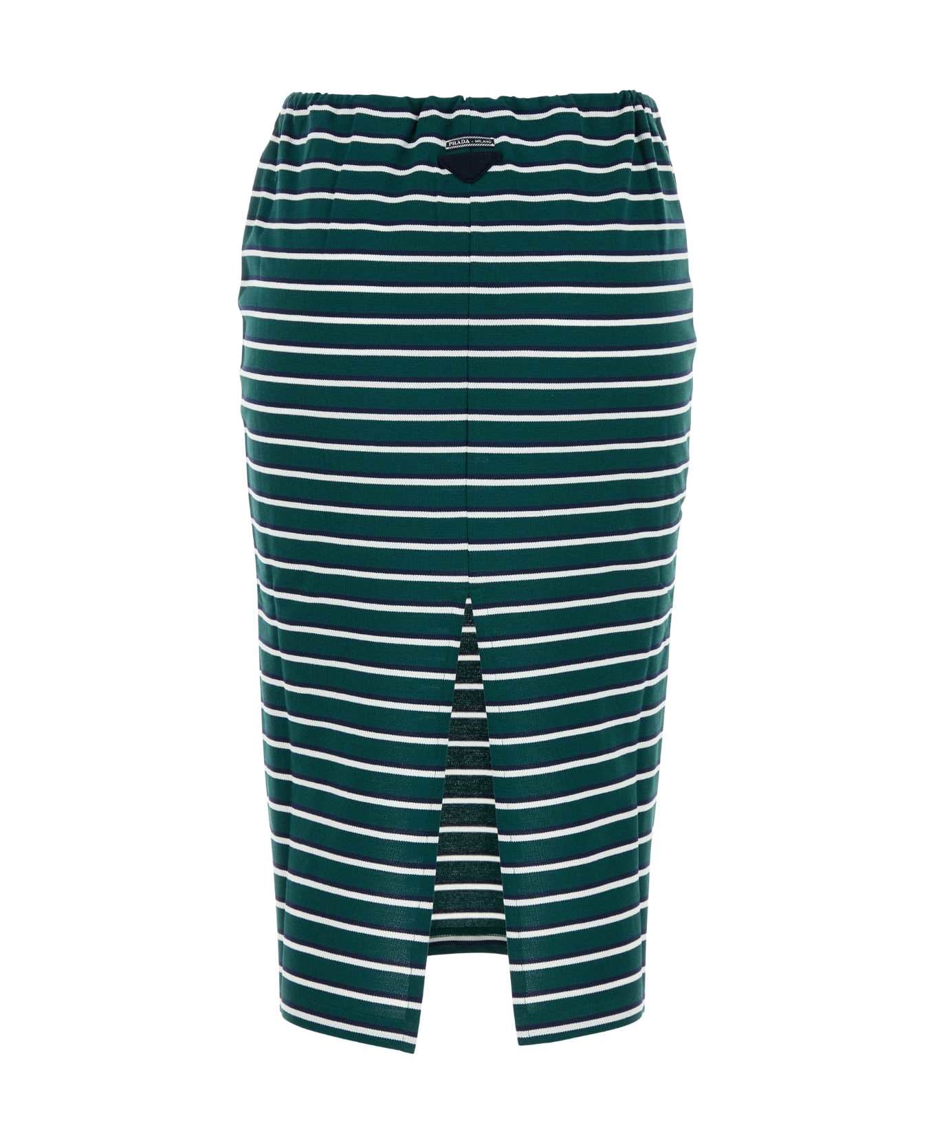 Prada Embroidered Piquet Skirt - SMERALDO+BLU
