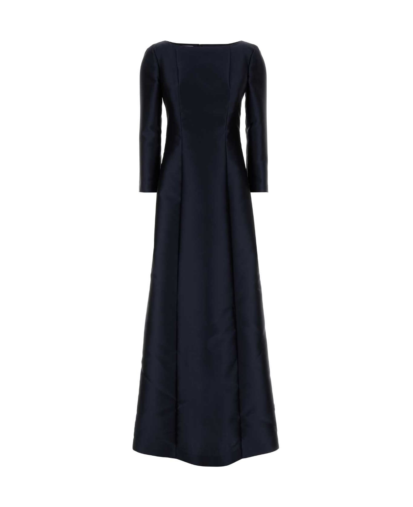 Alberta Ferretti Dark Blue Georgette Long Dress - BLU