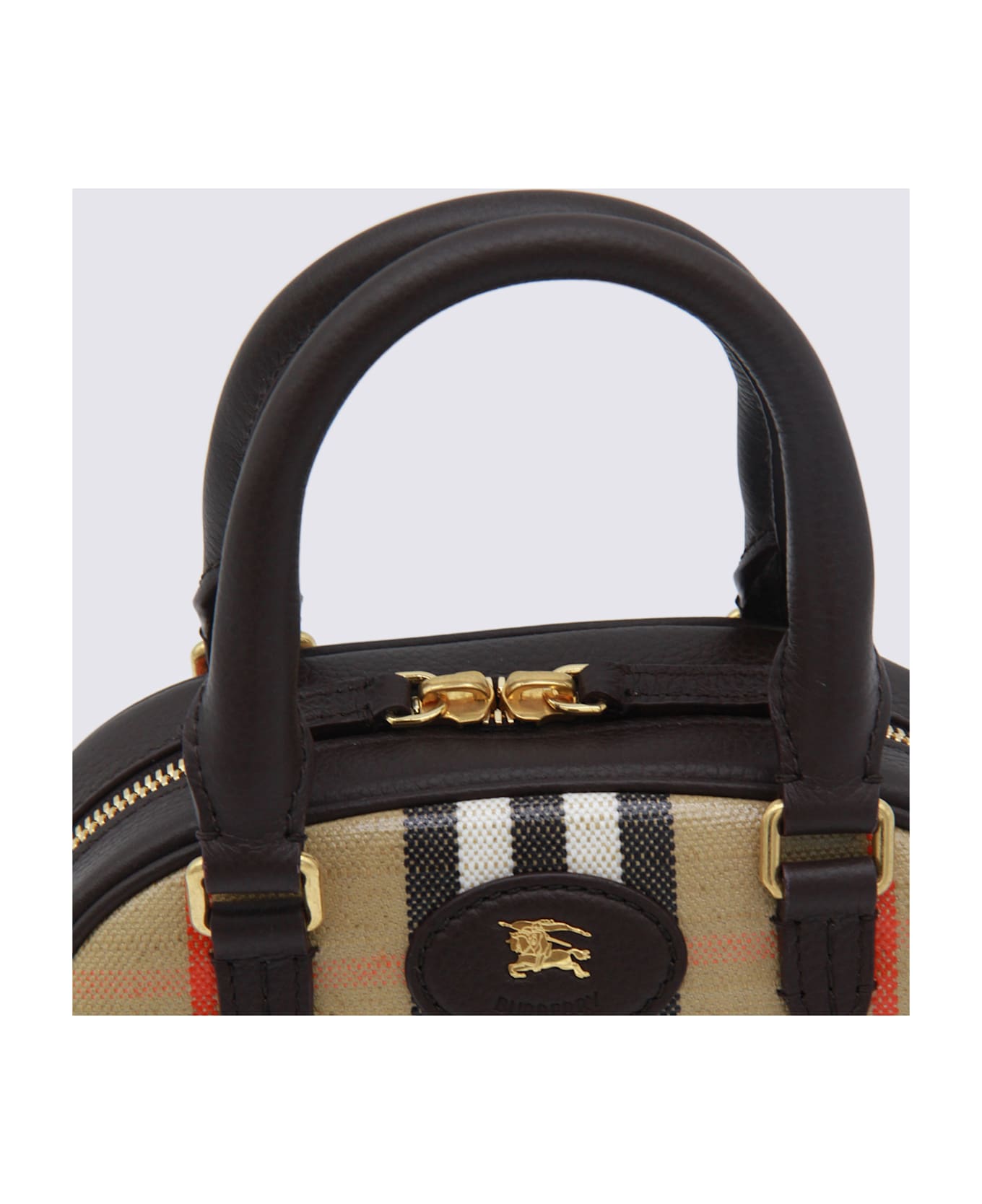 Burberry Beige Cotton Ll Highlands Mini Bowling Top Handle Bag - SAND
