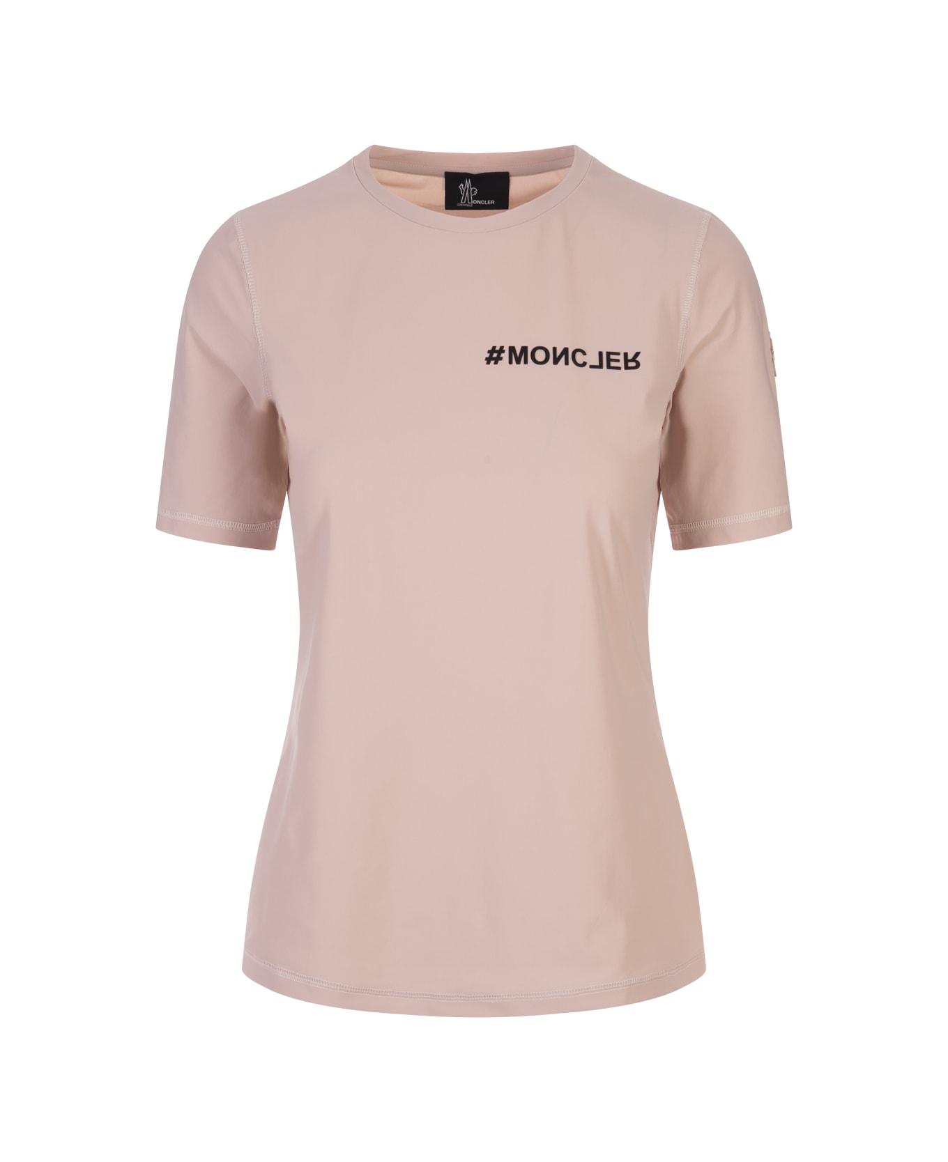 Moncler Grenoble Pink Sensitive Technical Jersey T-shirt With Logo - Pink