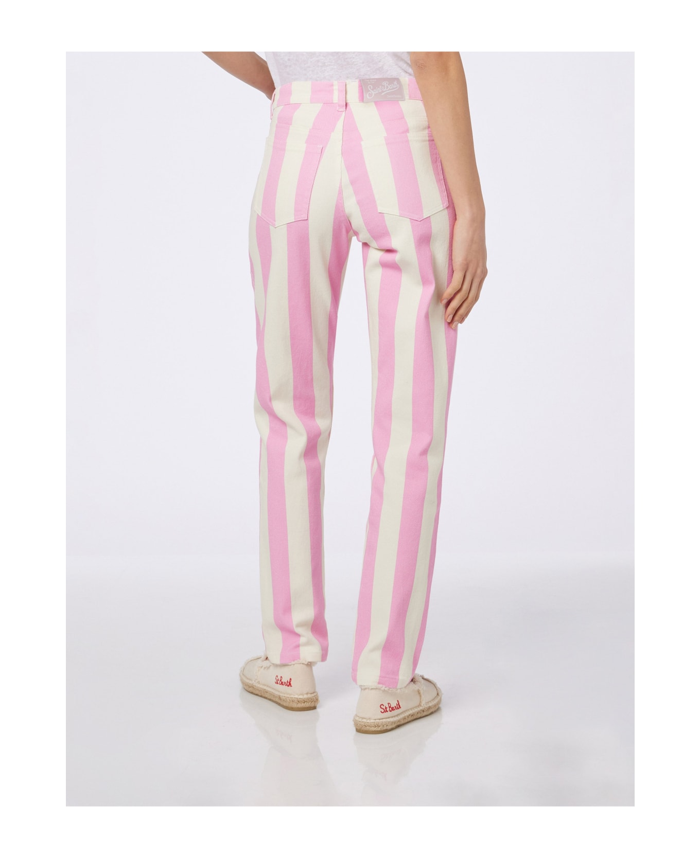 MC2 Saint Barth Woman Pink Striped Print Denim Belleville - PINK