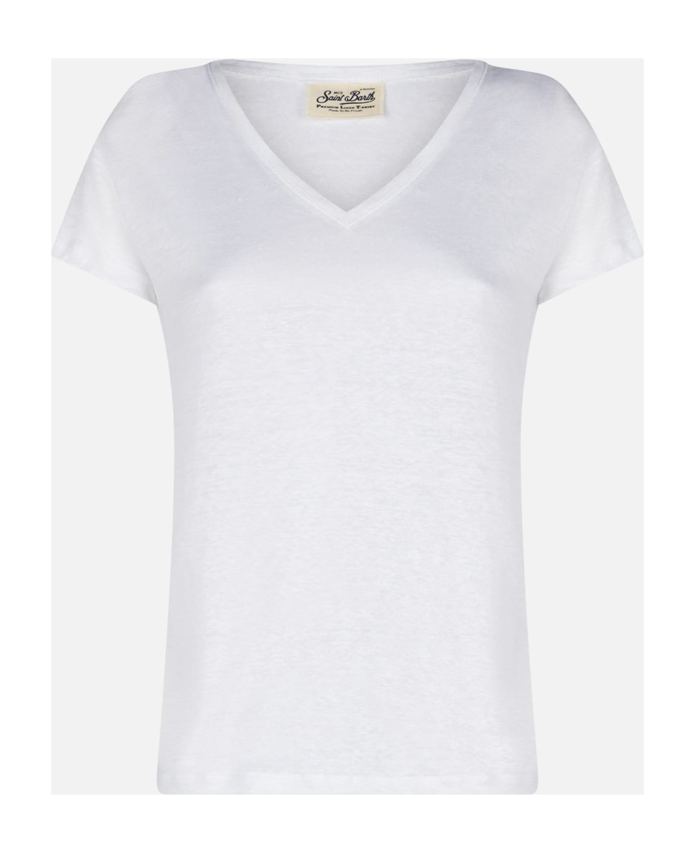 MC2 Saint Barth Woman White Linen T-shirt - WHITE