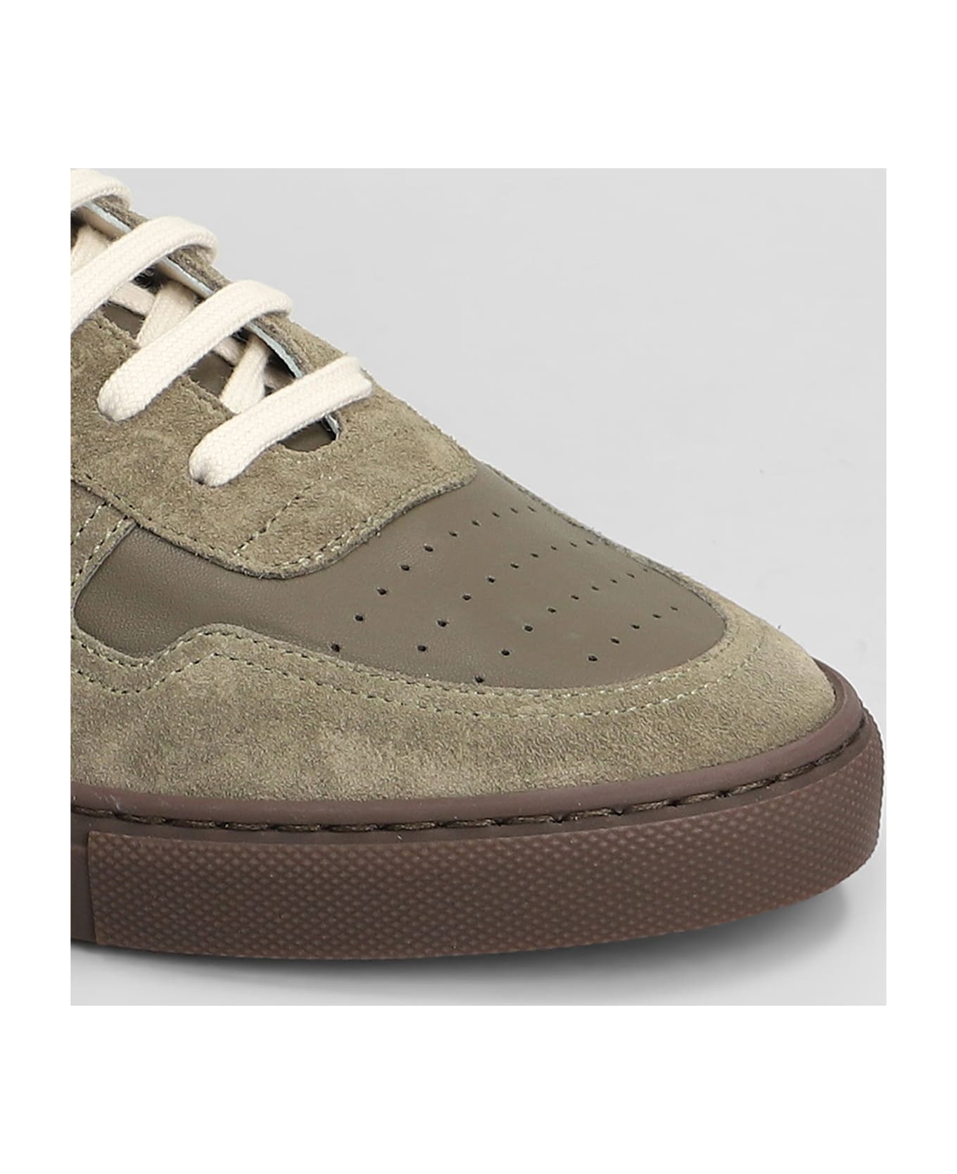 Common Projects Bball Slim Sneakers In Green Suede And Leather - green