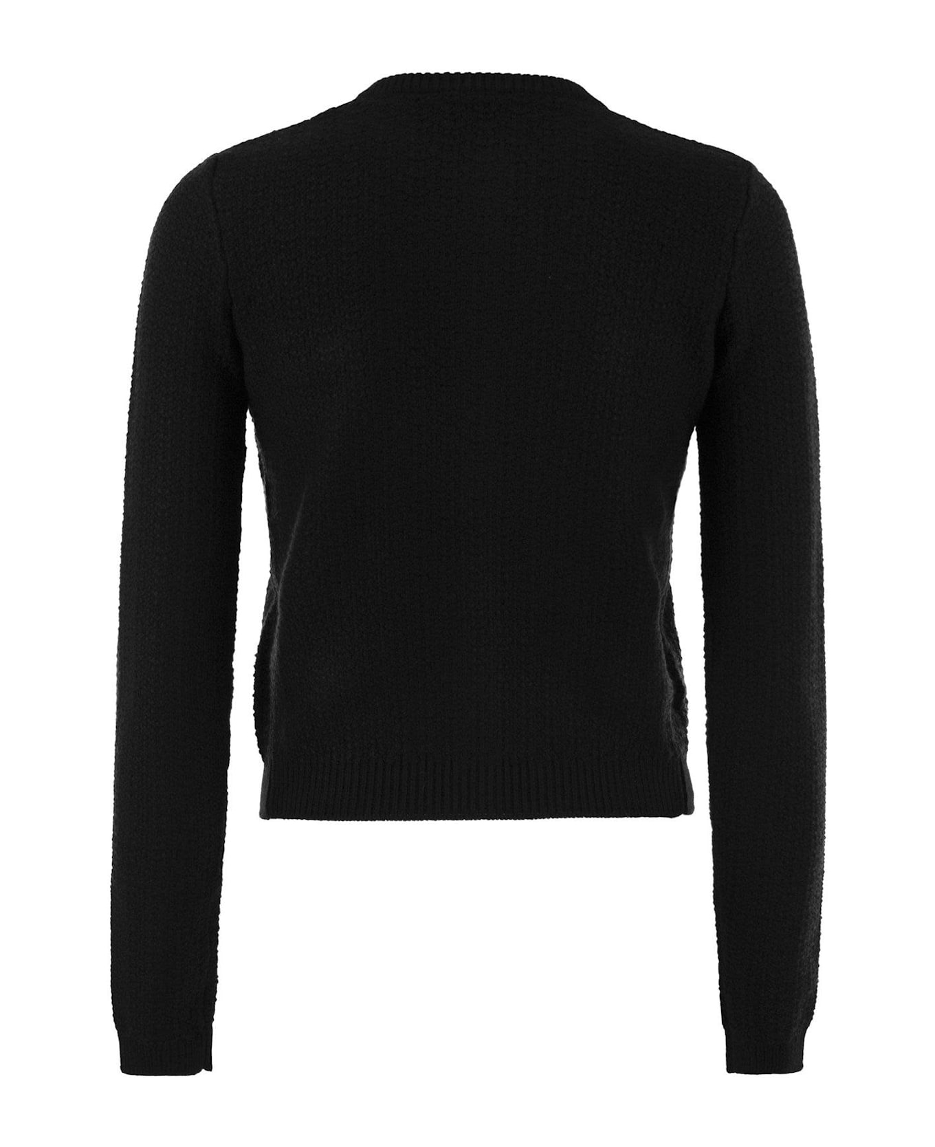 Elisabetta Franchi Boucle Crewneck Cardigan - NERO