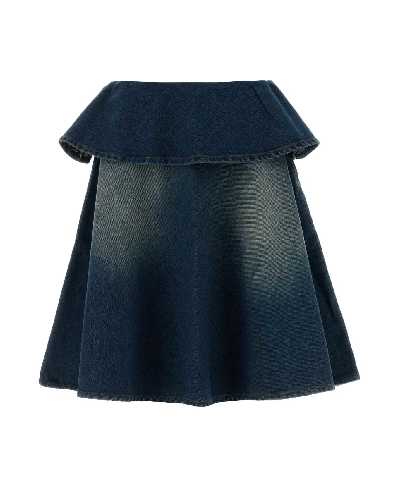 Gimaguas Denim Mini Skirt - DARKBLUE